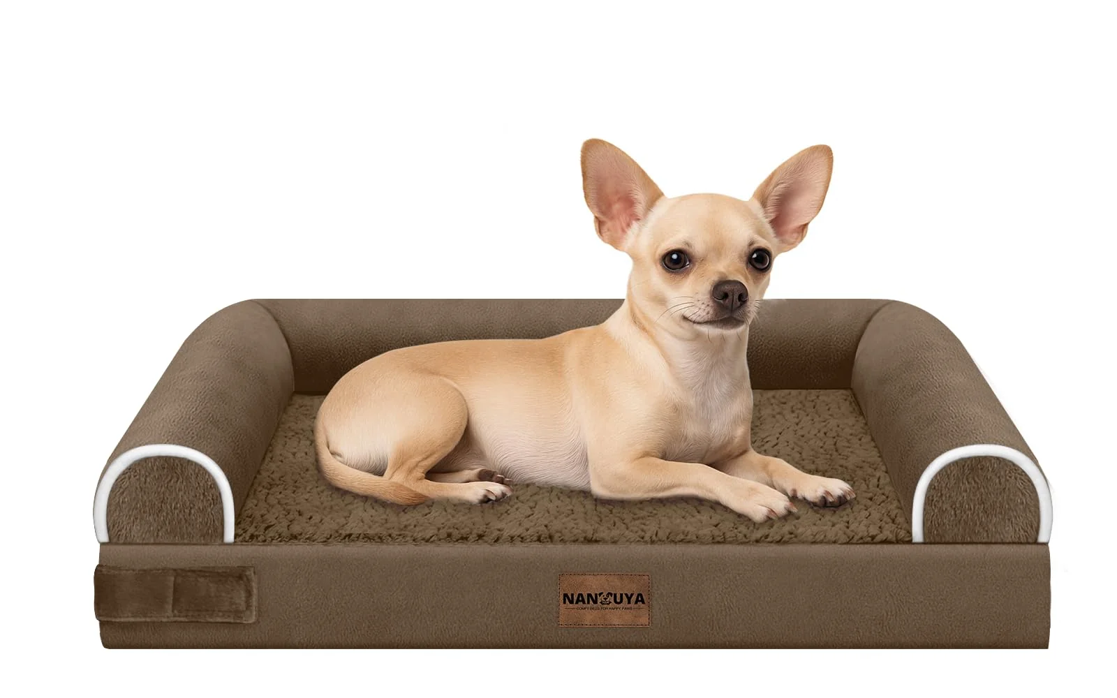 Exceptional NANUYA Large Dog Bed Orthopedic Washable – Egg-Crate Foam Waterproof Cover Non-Slip Bottom Dark Coffee Secure