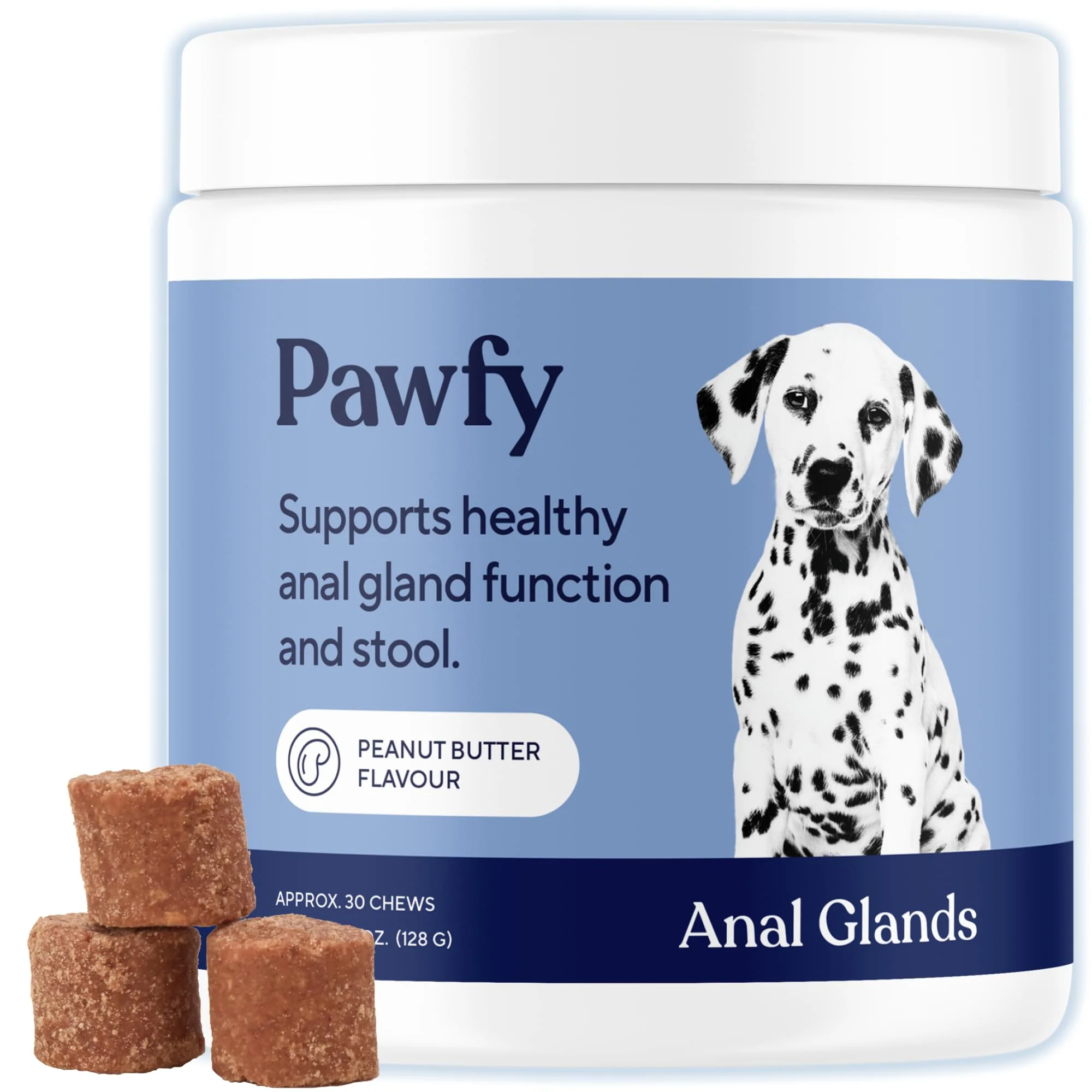 Organic Pawfy Anal Gland Chews for Dogs – Peanut Butter Probiotics for Digestive Health Comfort Convenient