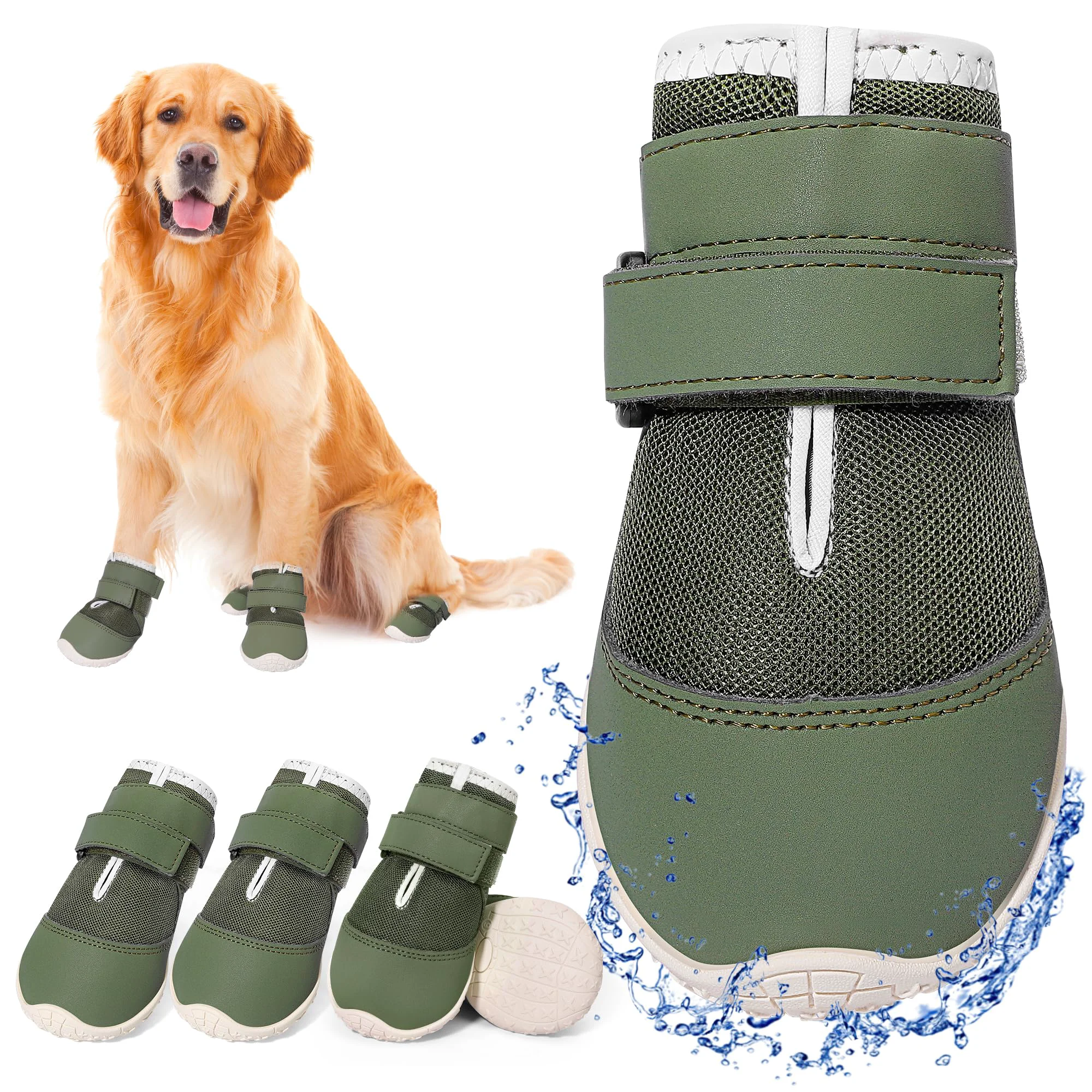 Unique DcOaGt Large Dog Shoes – Mesh Breathable Boots 360° Anti-Slip Paw Protectors Size 6 4PCS Genuine