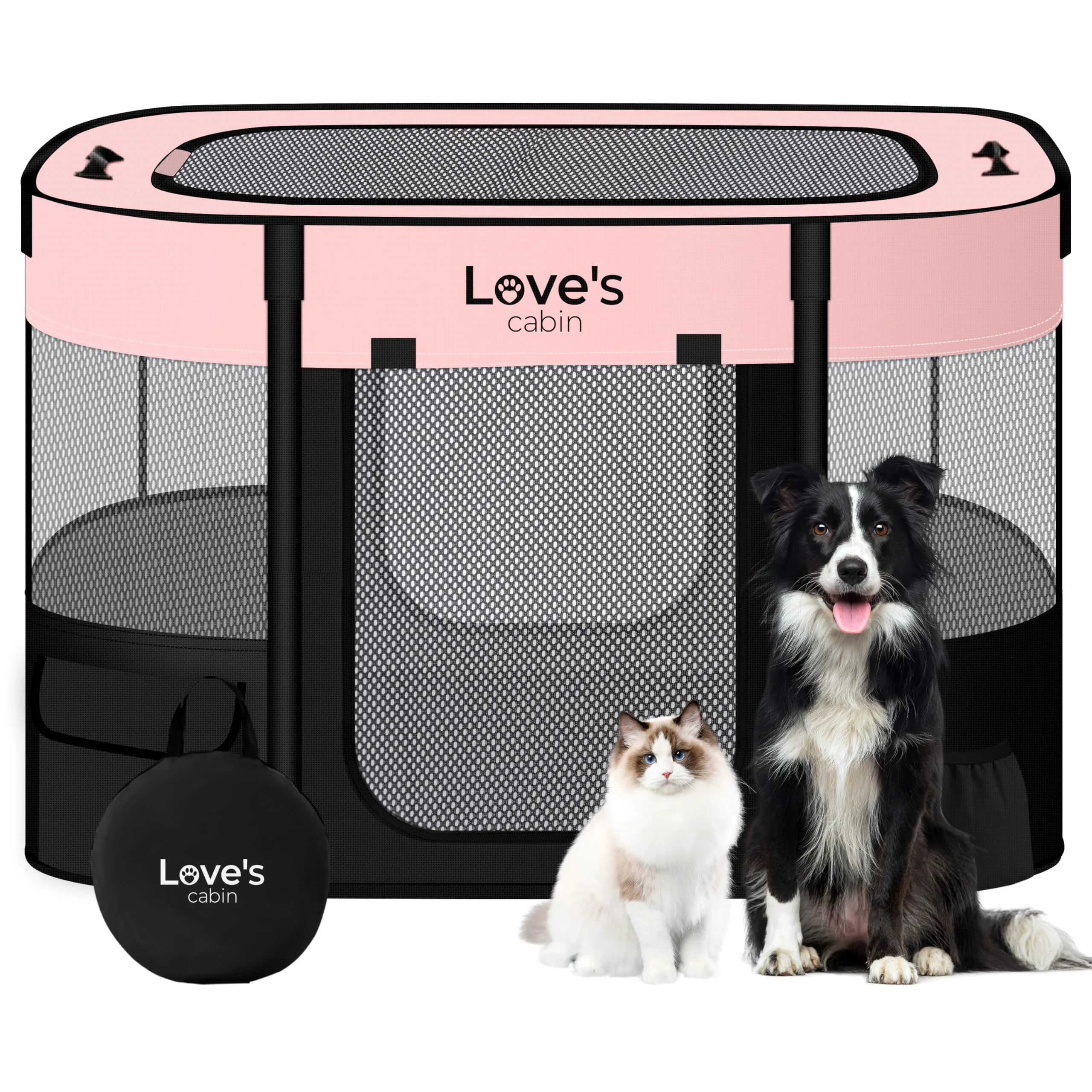 High-Performance Love's cabin Pet Playpen Small Pink – Foldable Portable Kennel for Dogs Cats Artisan