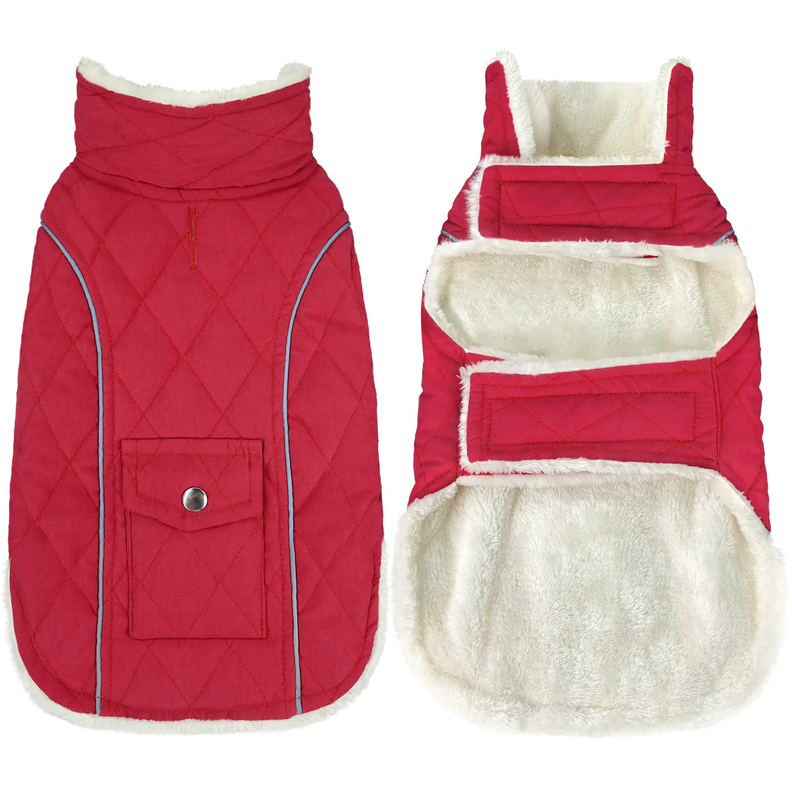 Advanced Malier Dog Winter Coat - Windproof Extra Warm Fleece Jacket with Pocket Red X-Large Easy-to-Use