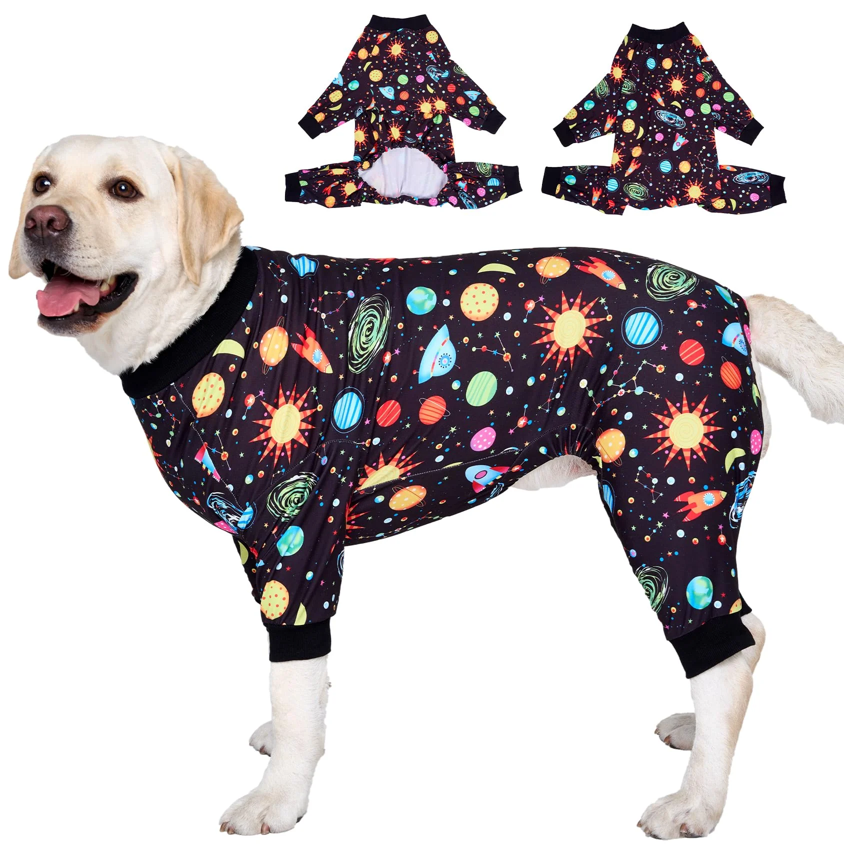 Smart LovinPet Big Dogs Onesies Lightweight Dog Pajamas for Large Breeds Interstellar Black Flexible