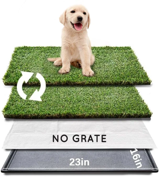 Unique HQ4US 4LEGS Dog Grass Pad with Tray - Small 23x16 2 Grass Mats Easy Clean Minimalist