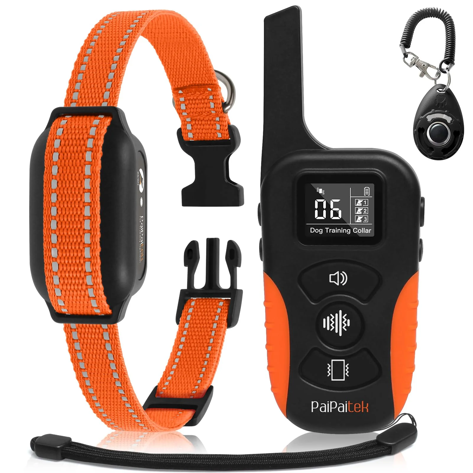 Durable PaiPaitek Dog Vibration Collar with Remote — No Shock 3300ft Range Waterproof Training Collar 5-120 lbs Flexible