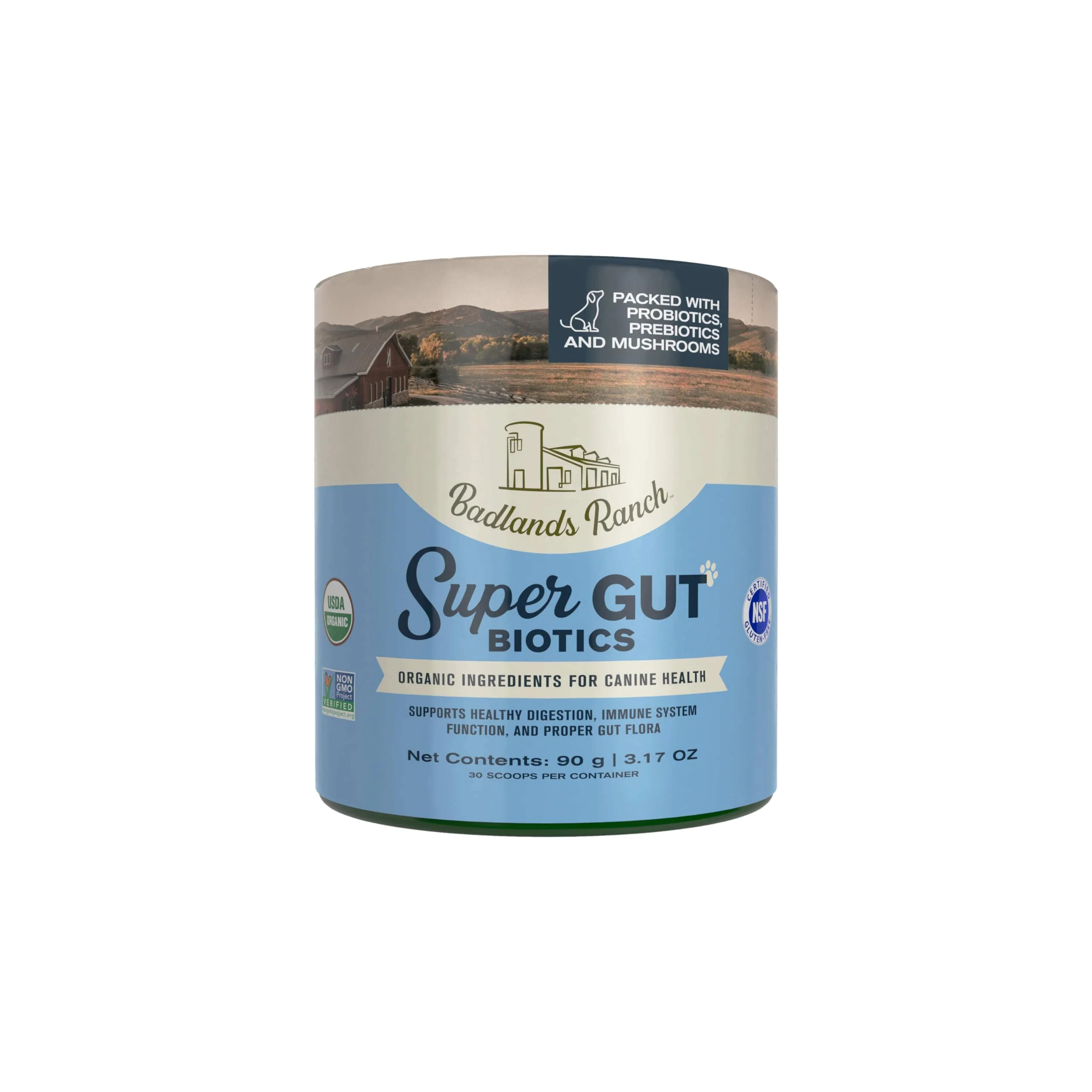 Natural Badlands Ranch Super Gut Biotics Canine Digestive Supplement Probiotics Prebiotics 30 Scoops Official