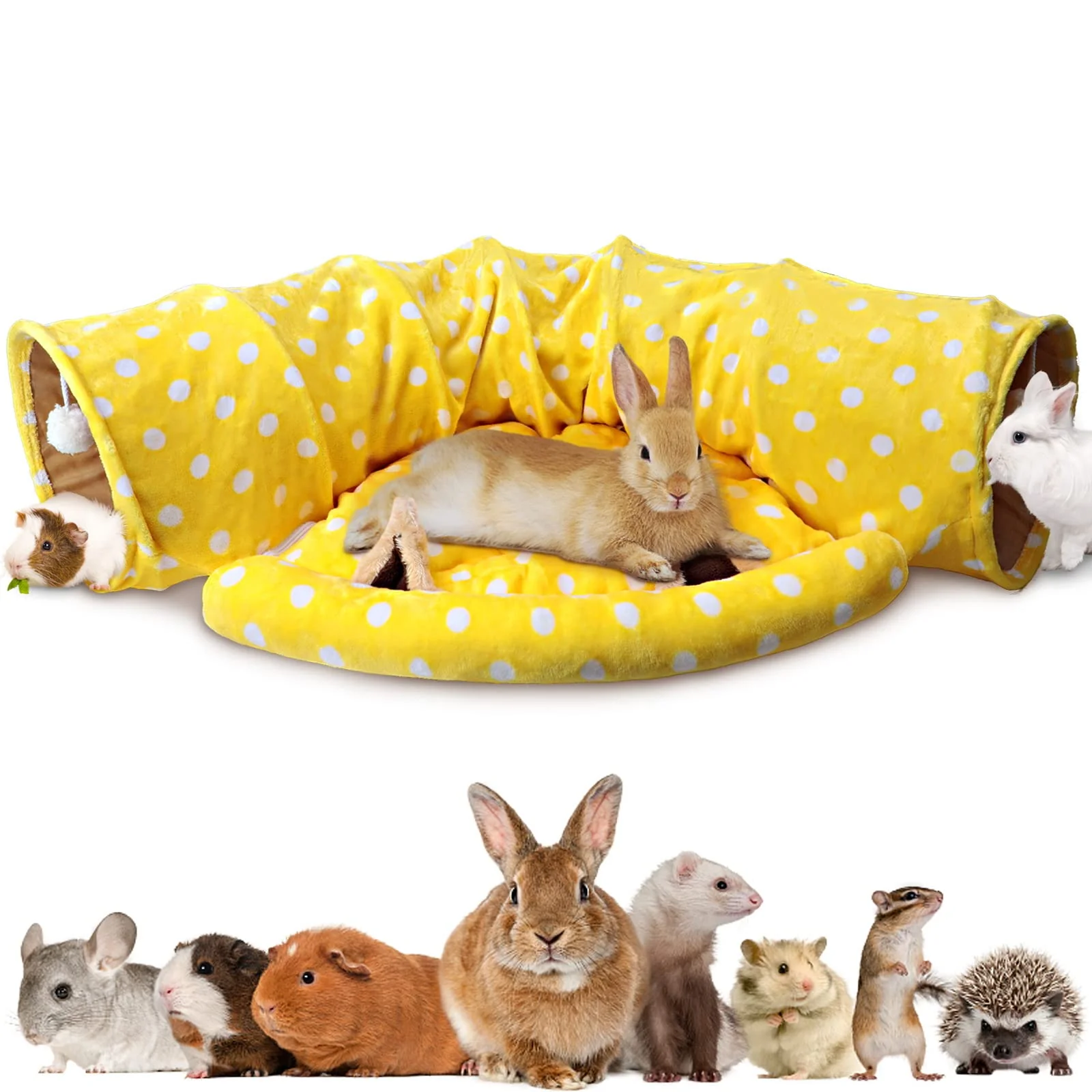 Genuine BWOGUE Bunny Tunnel Bed — 2-in-1 Collapsible Tunnel with Removable Mat for Small Pets Contemporary