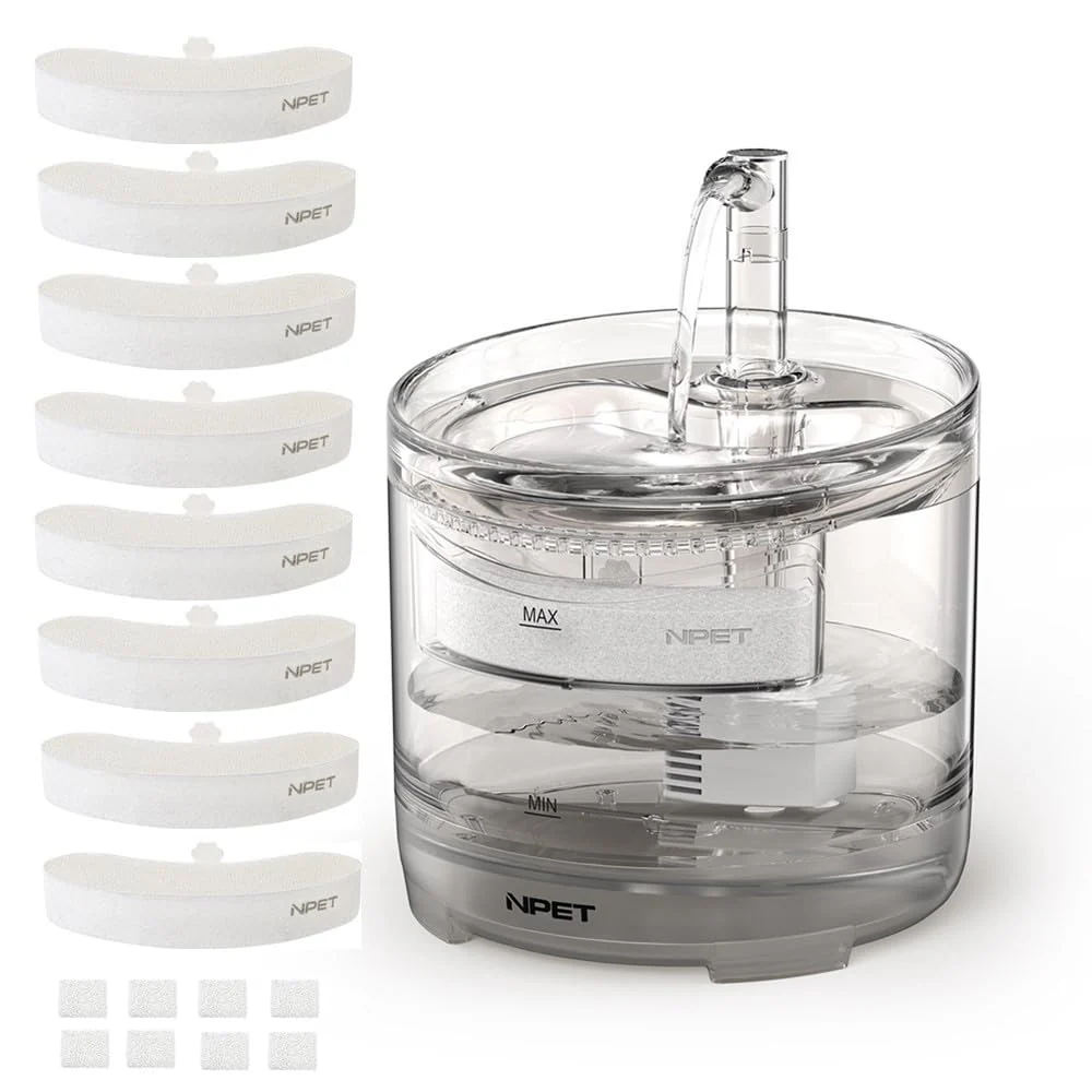 Eco-Friendly NPET Cat Water Fountain WF050TP 1.5L — Automatic Pet Drinking Fountain 8 Filters Trusted