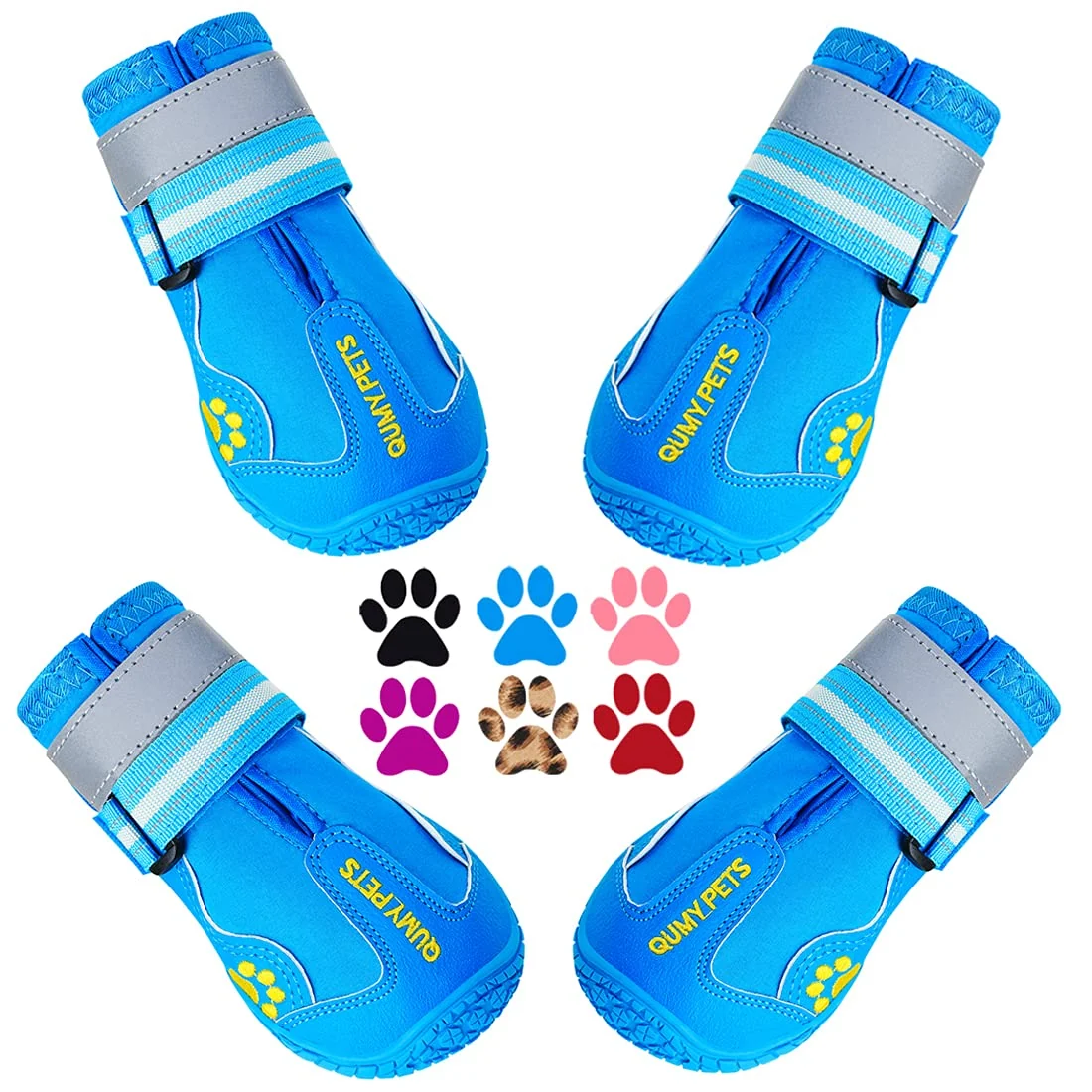 Premium QUMY Dog Shoes for Large Dogs – Water-Resistant Boots with Anti-Slip Sole for Winter Snow Summer Pavement Genuine
