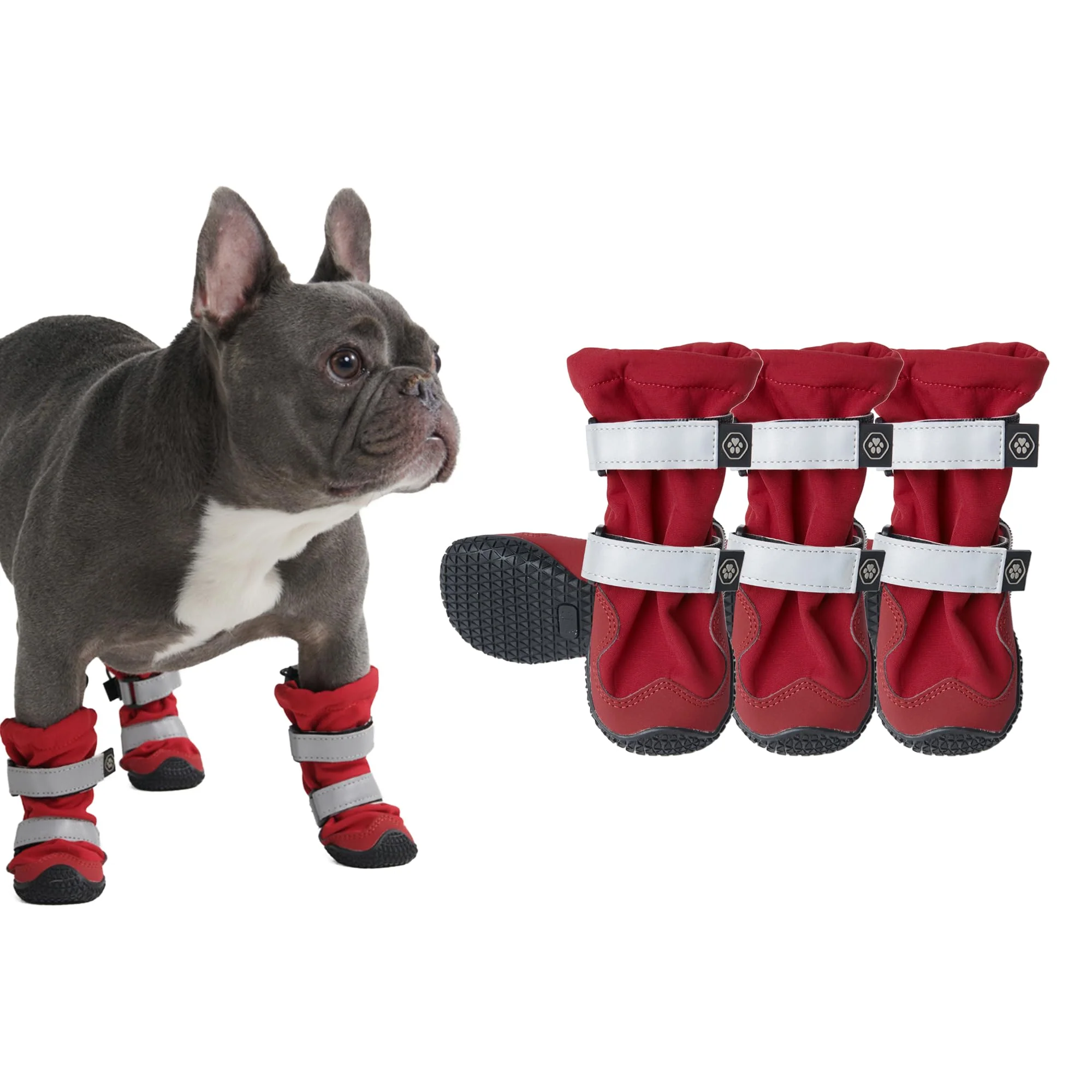 Superior Spark Paws Dog Shoes - Waterproof All-Terrain Boots for Medium to Large Dogs 4-Pack Size 1 - Red Original