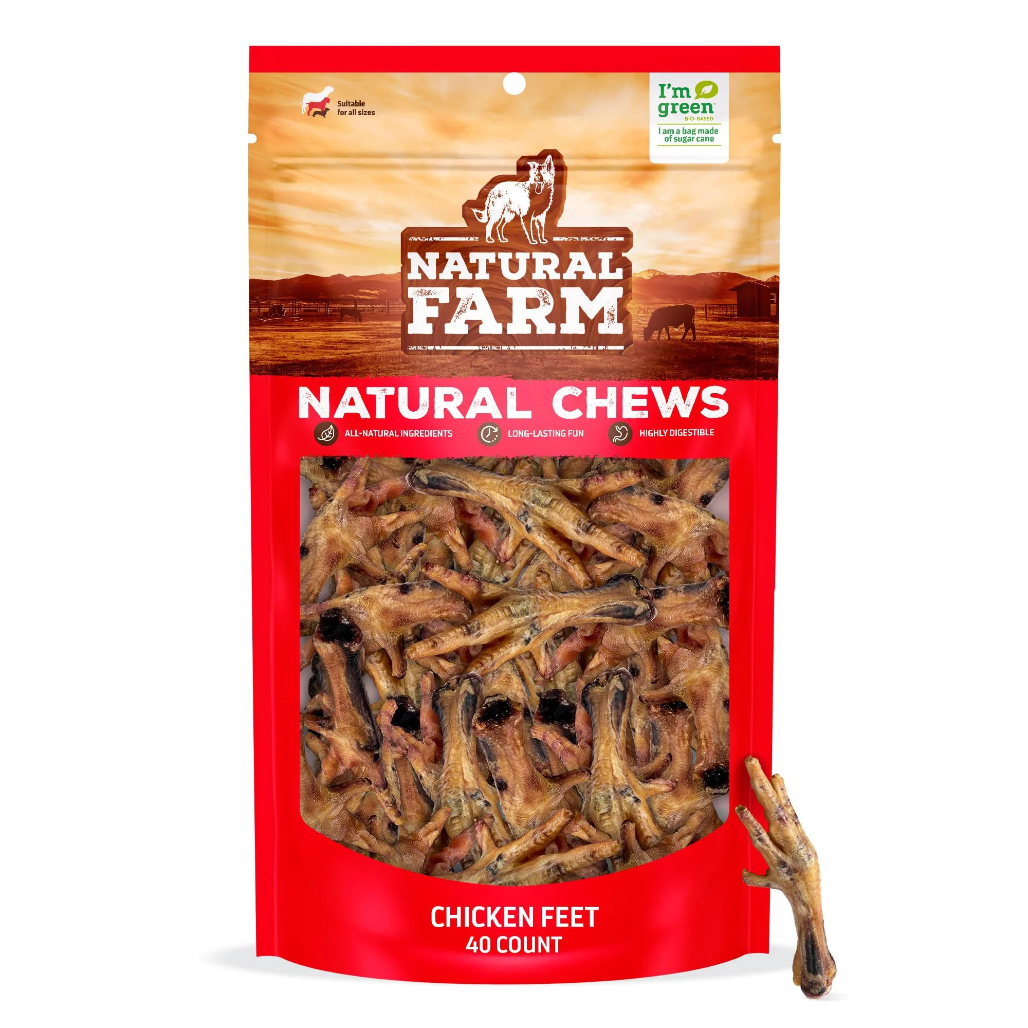 Advanced Natural Farm Nail- Chicken Feet Dog Treats 40 Pack – -Range Air-Dried Digestible Smart