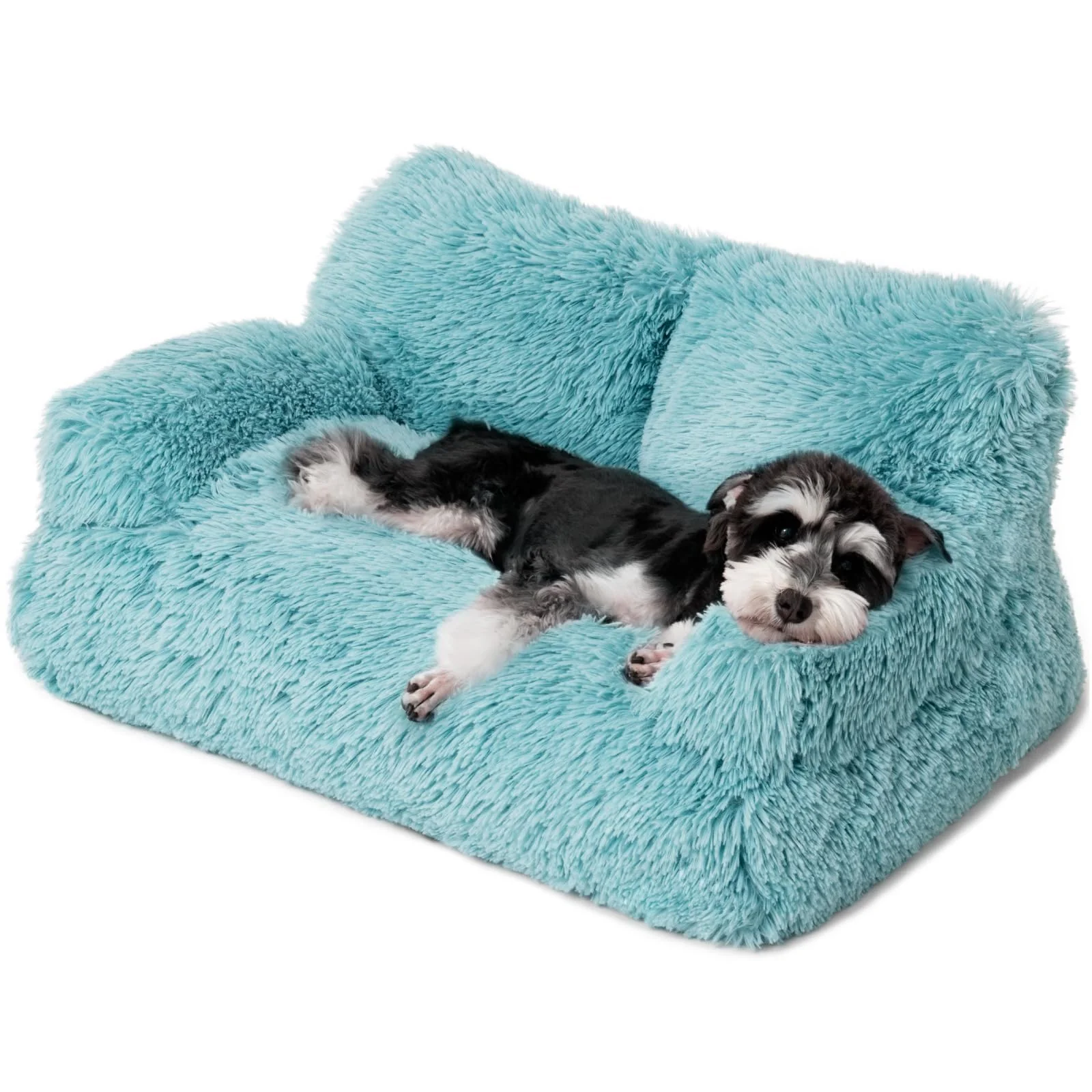 Eco-Friendly Mewoo Dog Couch - Lake Blue Small Pet Bed with Removable Cover Anti-Slip Bottom Clean