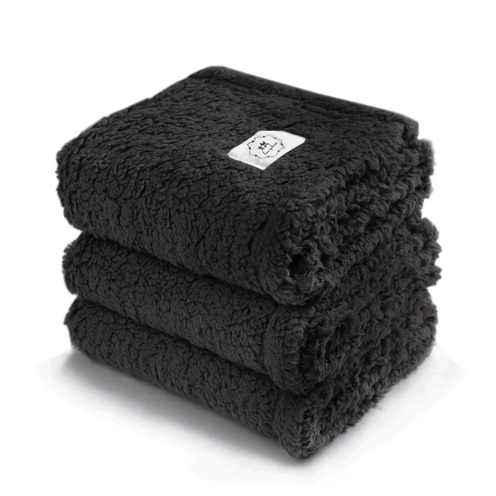 Exceptional Luciphia 1 Pack 3 Calming Blankets – Fluffy Fleece Pet Blanket Set Large 41x31 Black Solid
