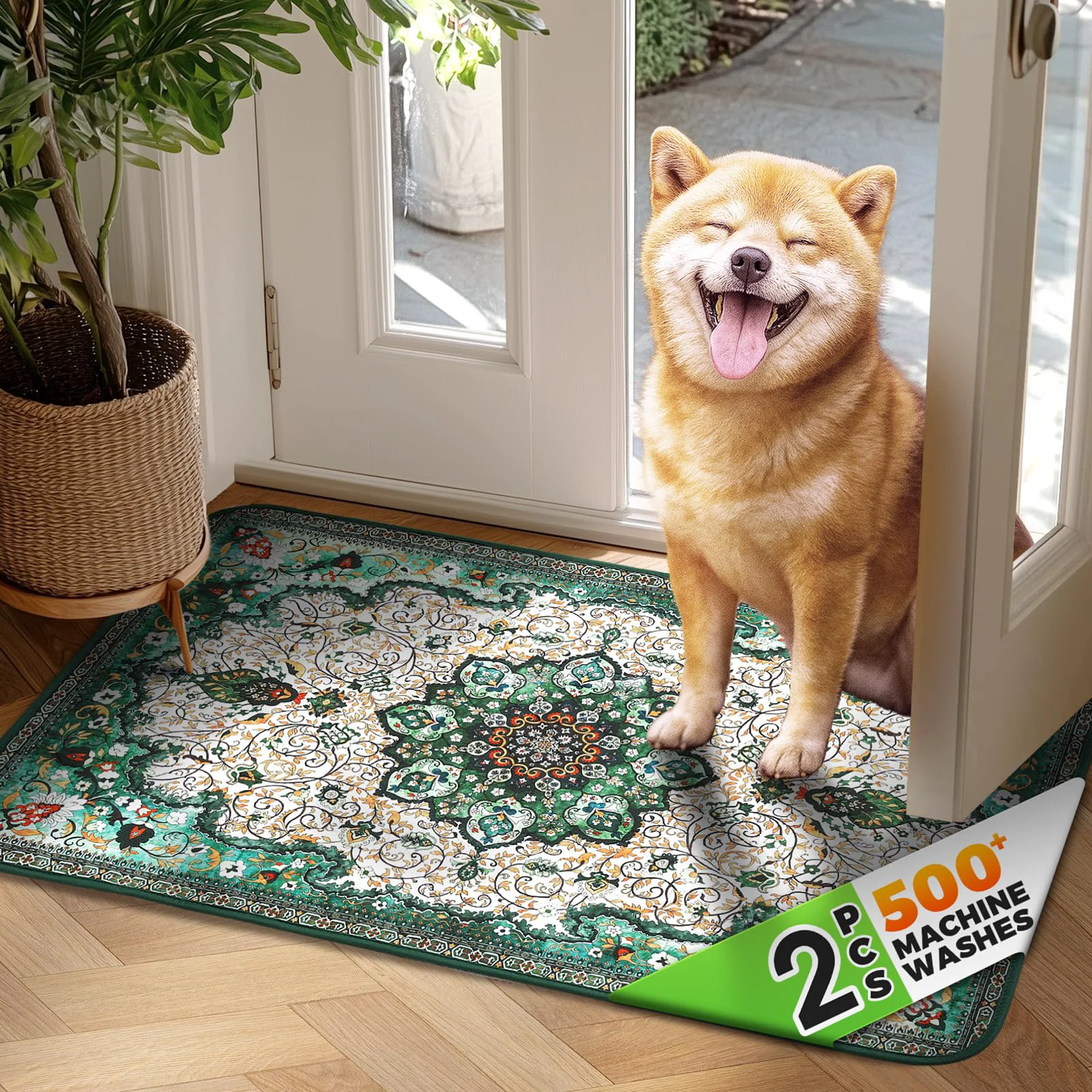 Enhanced Hompet 2-Pack Super Absorbent Dog Door Mat – 24x35 Quick-Dry Leak-Proof Non-Slip Fine Crafted