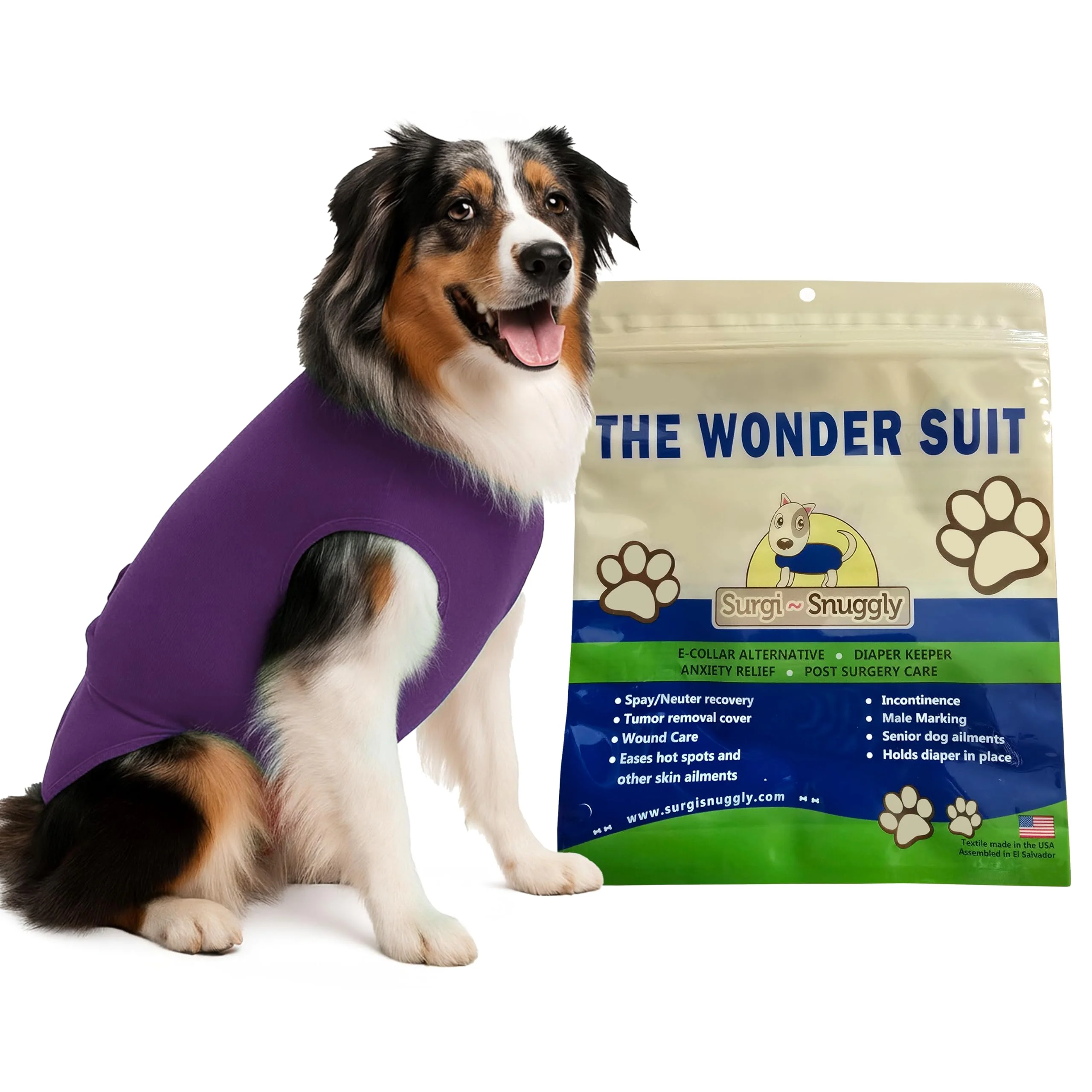 Minimalist Surgi Snuggly Veterinary Recovery Suit for Spay Neuter Dogs — Cone Soft Dog Onesie 14 Sizes Expertly Made