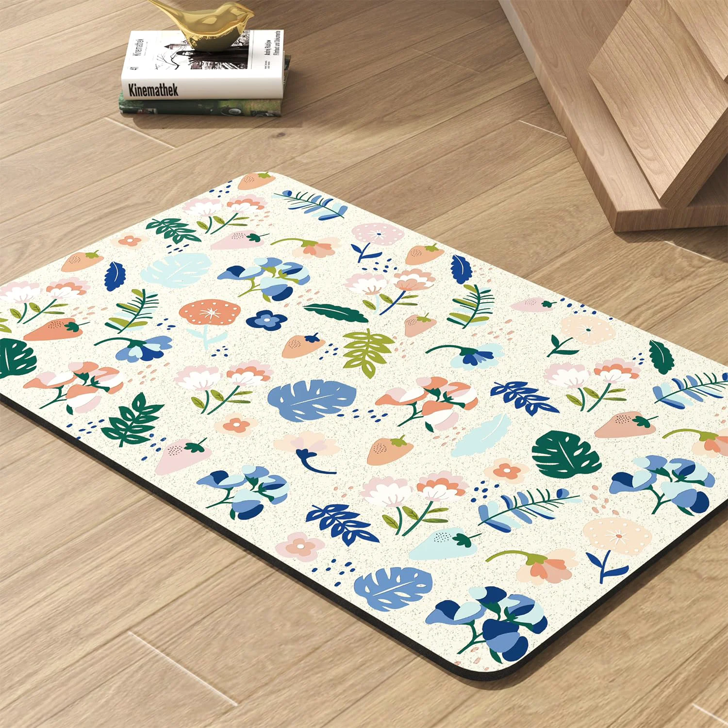 Fast PADOOR LightFlowers Pet Feeding Mat 16x24 Absorbent Quick-Dry No-Stain Bowl Mat for Messy Drinkers Green