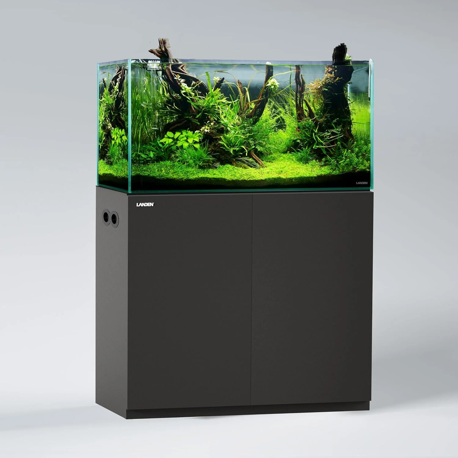 Efficient LANDEN Aquarium Wooden Stand and Cabinet for up to 55 Gal Tank Fish Reptile Sea Salt WaterTank Stand Nano Foam Leveling Mat Included W35.5xD19.7xH31.5 in Wooden Matte Black Painted Stand Only Selected