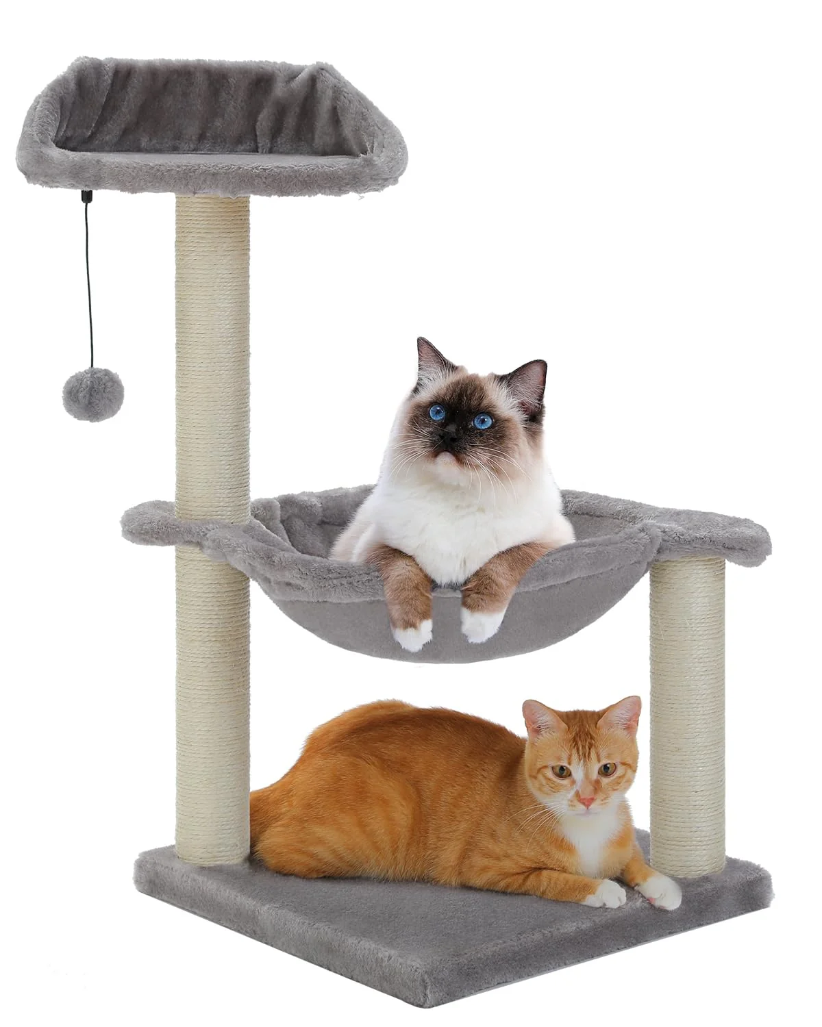 Outstanding MUTTROS Cat Tree 28-Inch Indoor Cat Tower with Hammock Self-Groomer – Grey Authentic