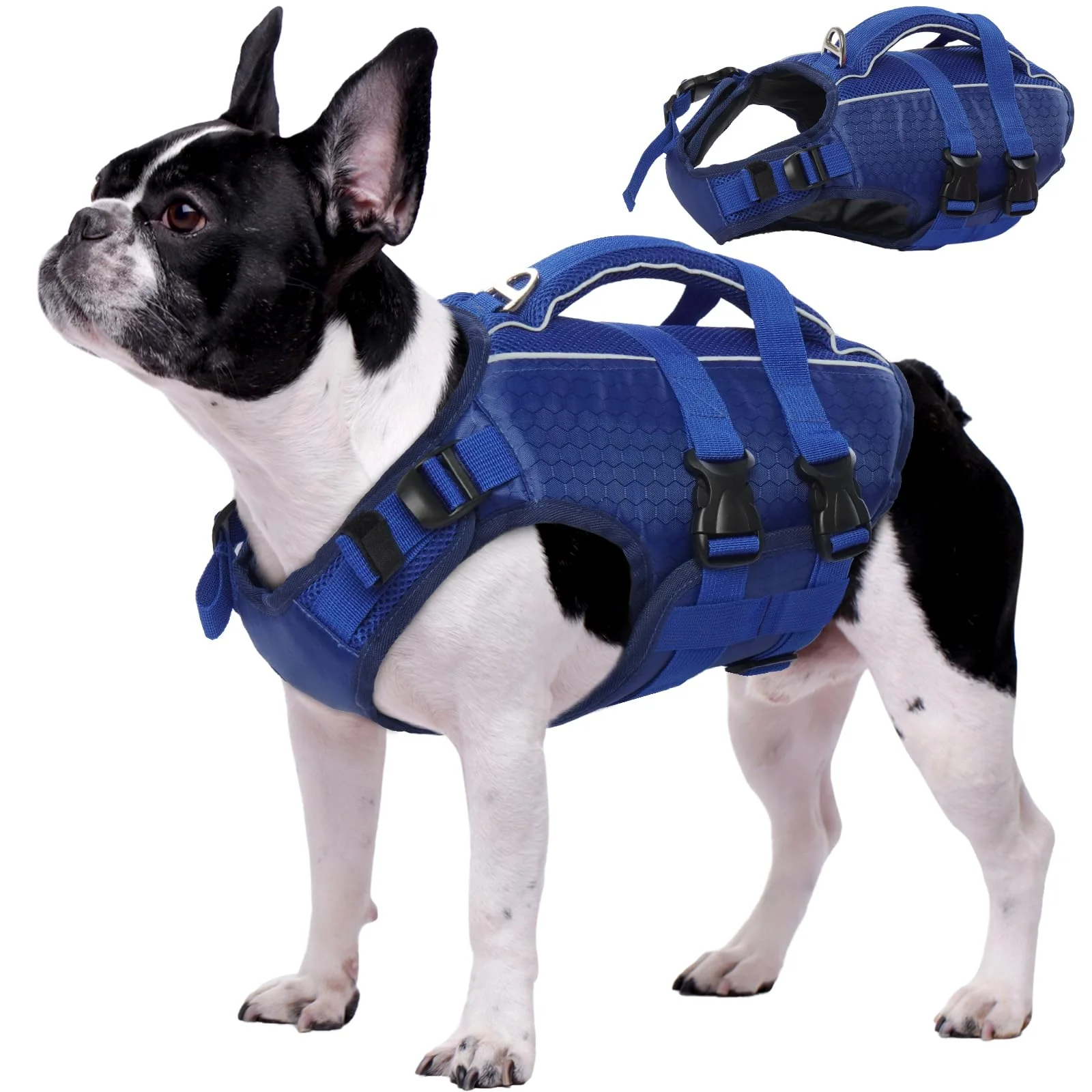 Original Kuoser Dog Life Jacket High Flotation — Reflective Adjustable Swim Vest for Small to Large Dogs Excellent