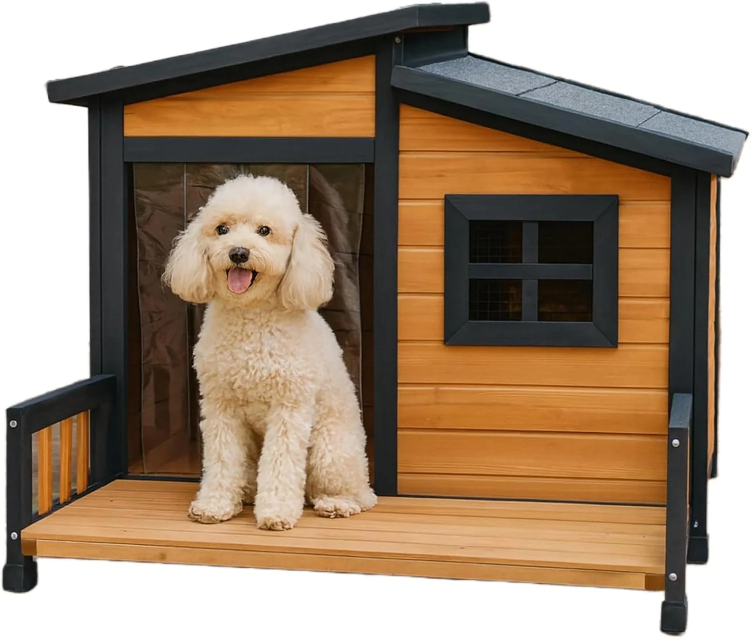 Crafted Large Indoor Outdoor Dog House Wood Insulated Dog House Weatherproof Outside Shelter with d Floor Easy to Assemble 39.3 L x 37.5 W x 30 H Certified