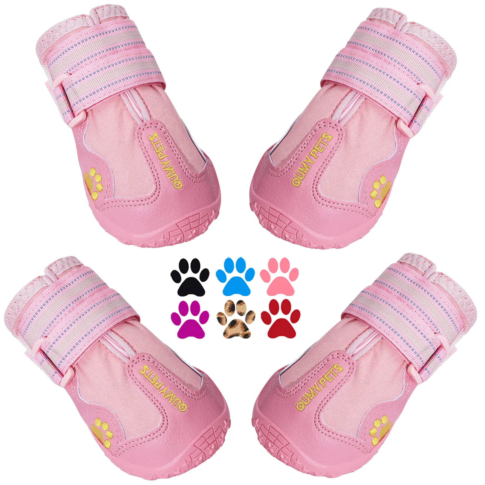 Solid QUMY Dog Shoes for Large Medium Dogs Weather-Ready Paw Protectors with Anti-Slip Soles Organic