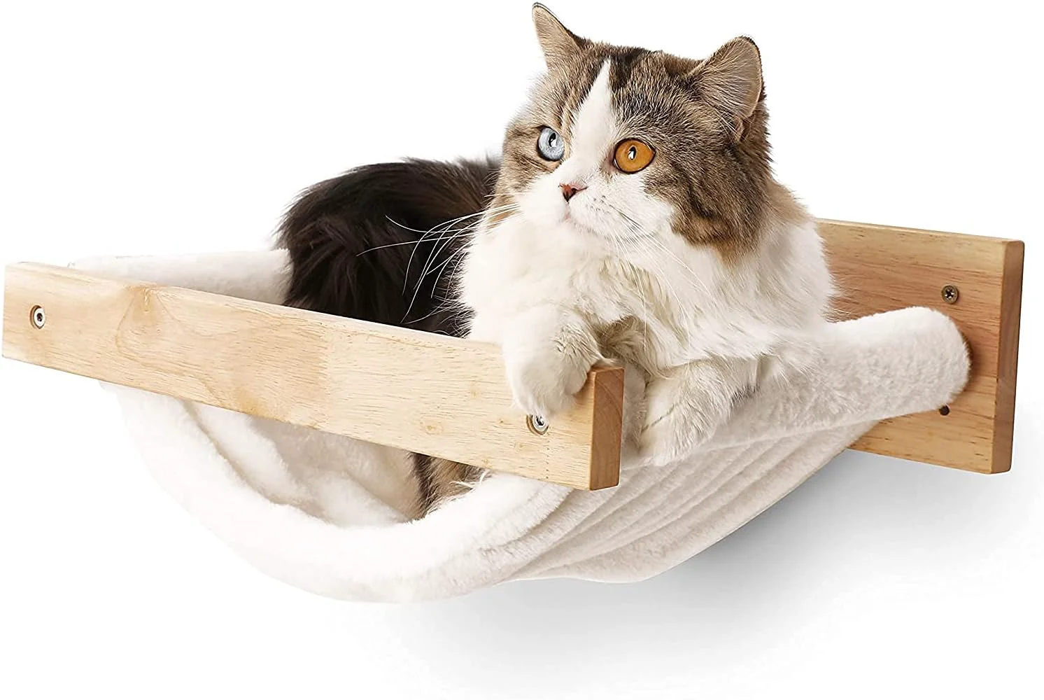 Healthy FUKUMARU Cat Hammock Wall Mounted Kitty Beds and Perches Wooden Cats Furniture Stable Wall Shelves for Sleeping Playing Climbing and Lounging Practical