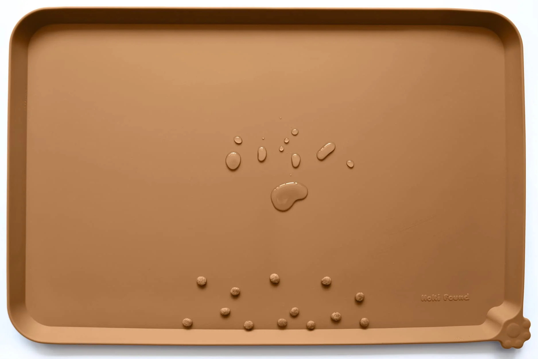 Traditional Hoki Found Large Silicone Pet Food Mat – Non-Slip Waterproof 24x16 – Butterscotch Lightweight