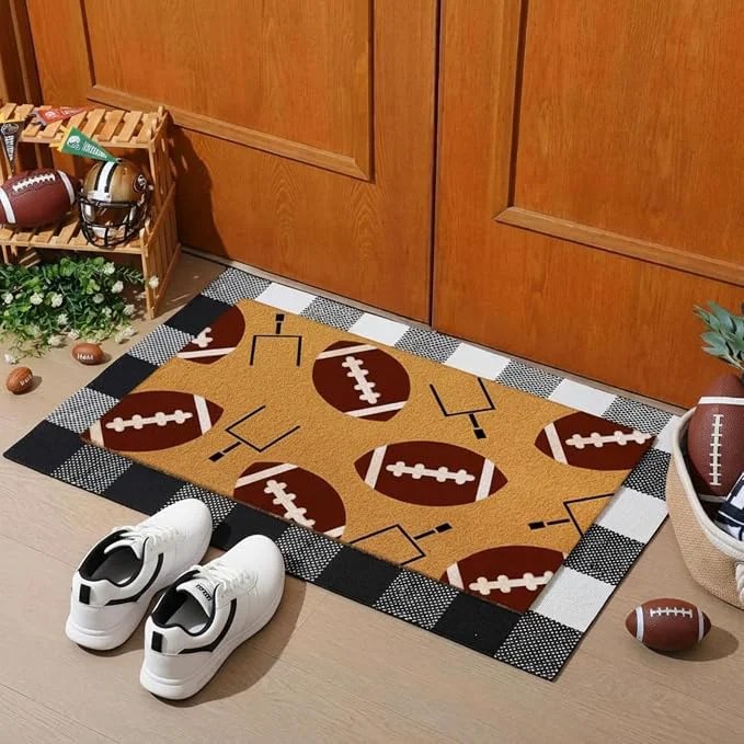 Prestigious Tinideya 2 Pcs Football Theme Door Mat American Ball Design Welcome Non Slip Fashionable