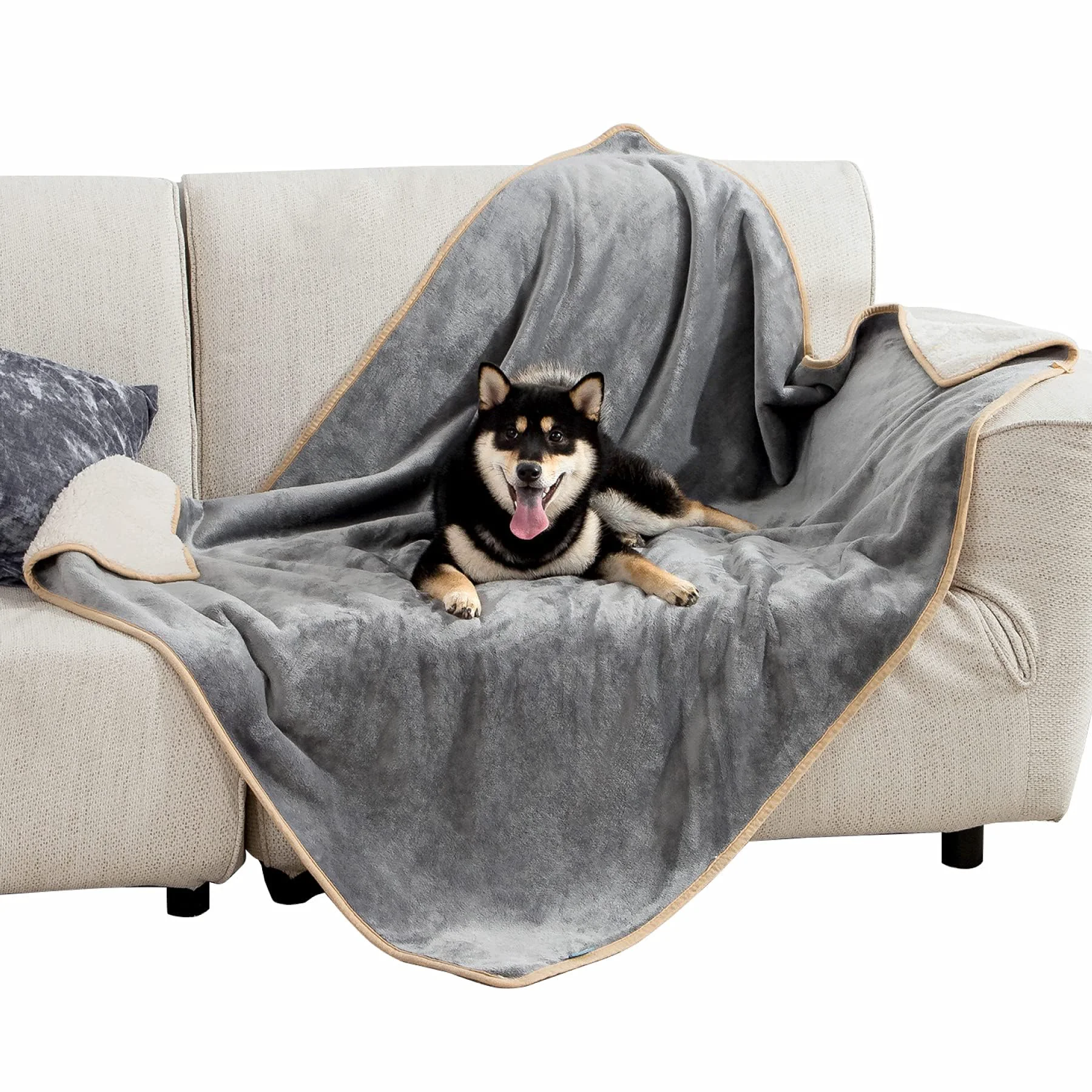 Elite Bedsure Waterproof Dog Blanket for Large Dogs 40x50 Gray – Couch Protection Sherpa Fleece Artisan