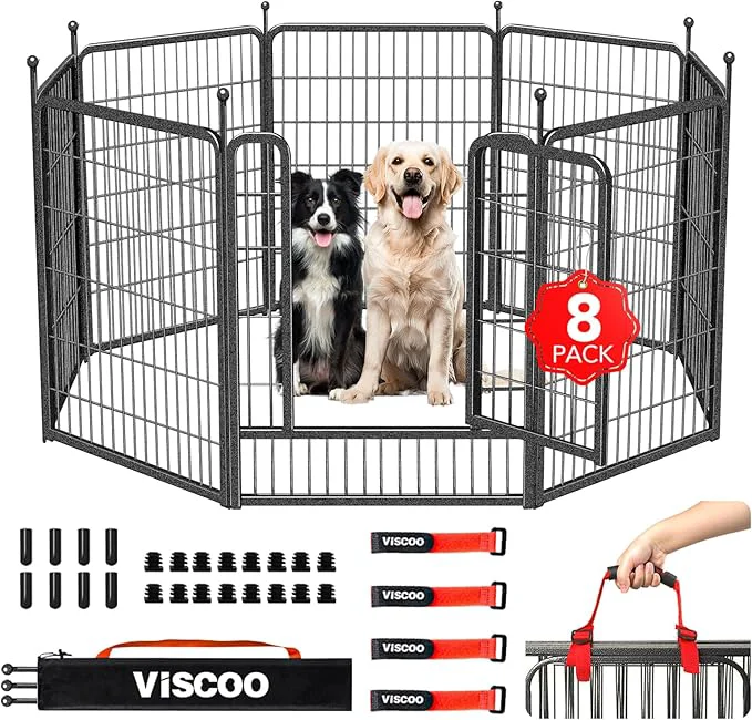 First-Class Dog Playpen Outdoor 8 Panels 40 High Heavy Duty Metal Dog Pen Pet Fence Green