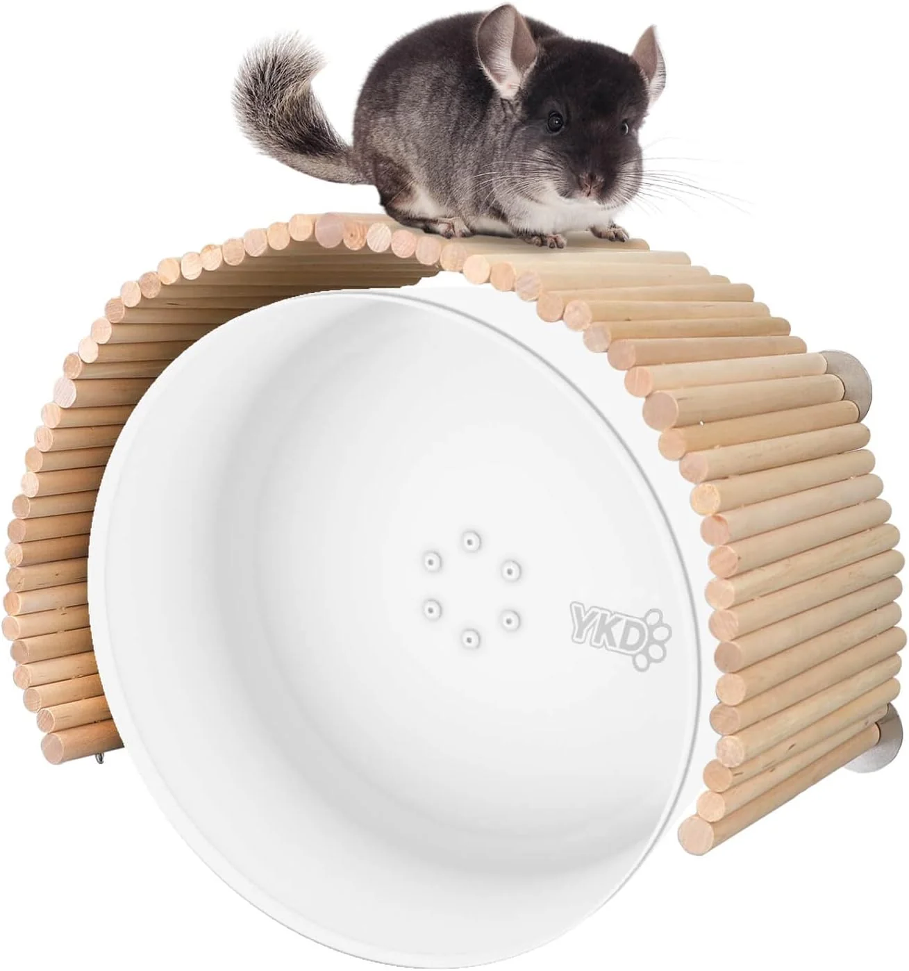 Official YKD Chinchilla Natural Birch Wood Flexible Platform Toy Chinchilla Running Wheel Fence Small Animal Climbing Toys for Guinea Pig Rabbit Hamsters Gerbils Rat and Other Small Animals Safe