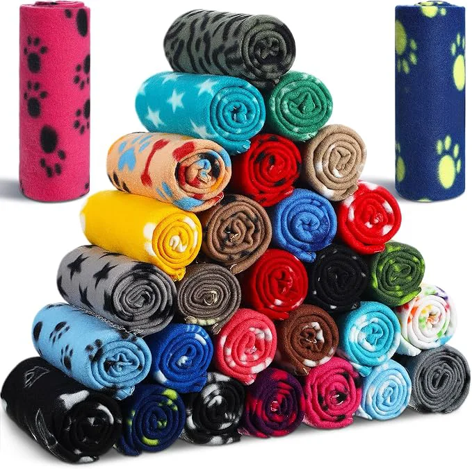 First-Class Chumia 28 Pieces Puppy Blanket Bulk Small Fleece Pet Blanket Innovative