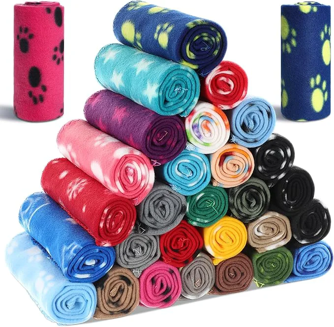 Soft Chumia 28 Pieces Puppy Blanket Bulk Small Fleece Pet Blanket Advanced
