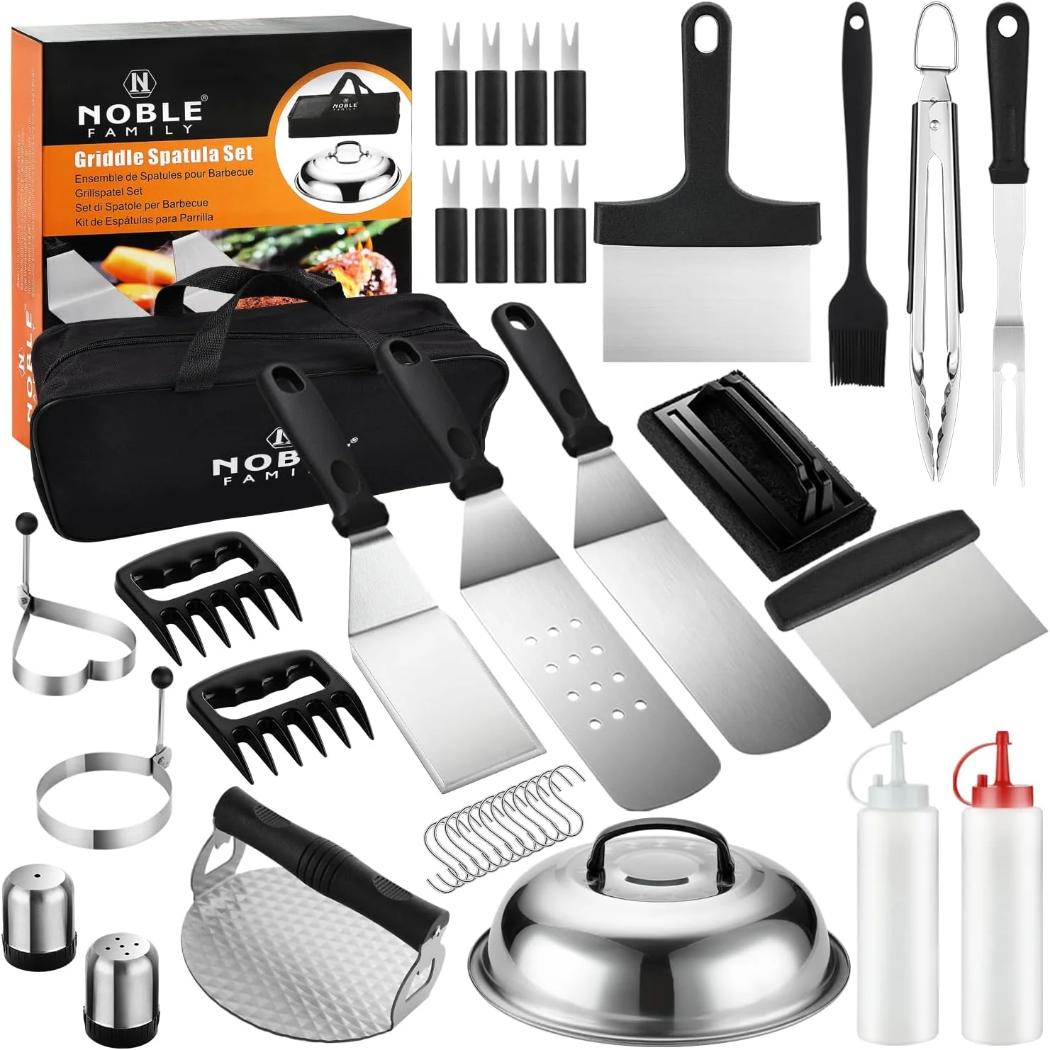 Top-Quality 38PCS Flat Top Grill Accessories Set - Must Have for Your Outdoor with Professional Griddle Spatula Cleaning Kit Grill Basting Cover - I Griddle Gift for Men Women Dependable