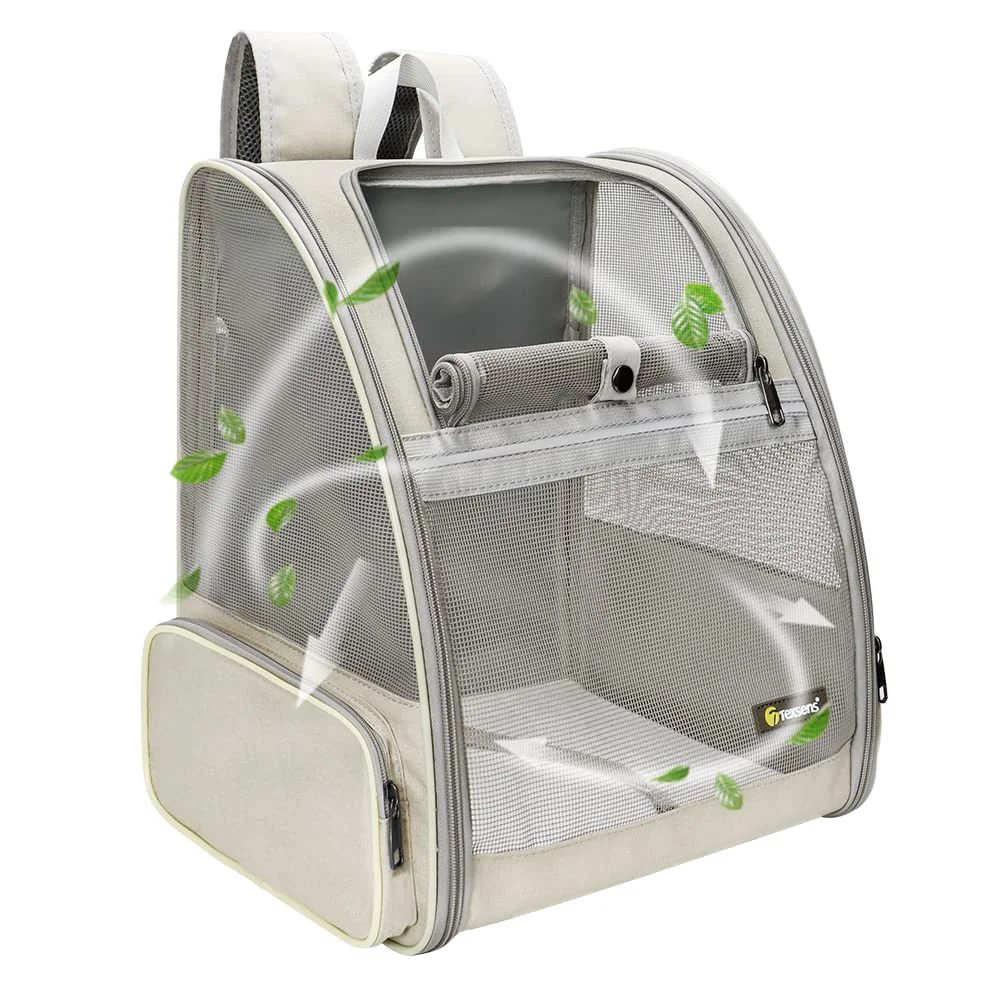 Comfortable Texsens Pet Backpack Carrier for Small Cats Dogs Ventilated Design Safety Straps Collapsible Travel Outdoor Creamy White High-End