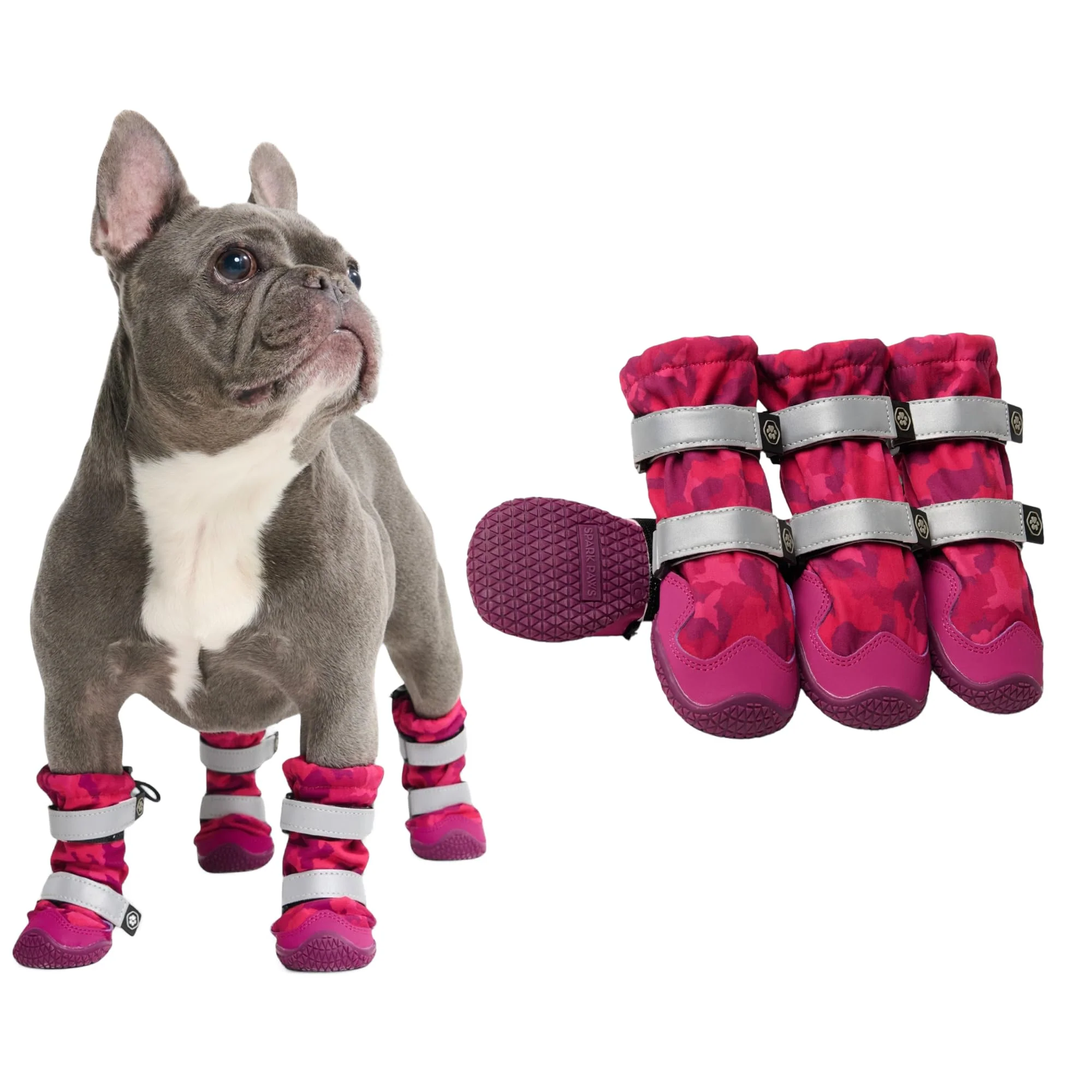 Professional Spark Paws Dog Shoes – Waterproof Non-Slip Boots for Medium to Large Dogs Pink Camo 4-Pack Size 1 Dependable