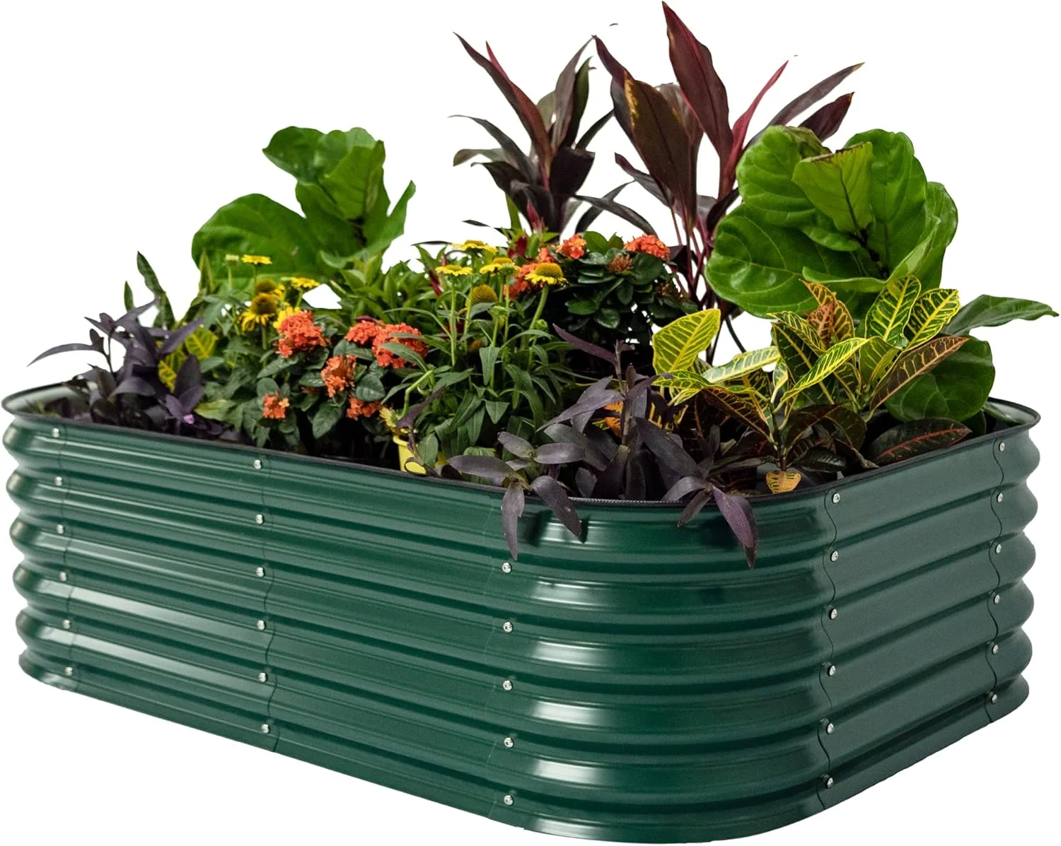 Efficient Vego garden Aluzinc Raised Garden Bed Kits 17 Tall 6 in 1 Modular Metal Raised Planter Bed for Vegetables Flowers Patio Ground Planter Box-British Green Advanced