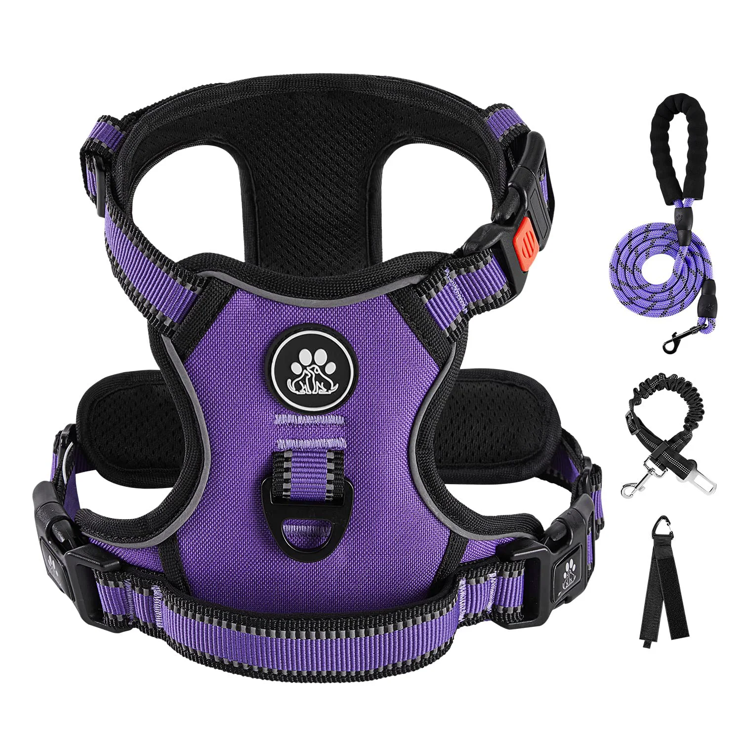 Official IVY LANE No Pull Harness for Large Dogs Adjustable Reflective Soft Handle Purple XL Versatile