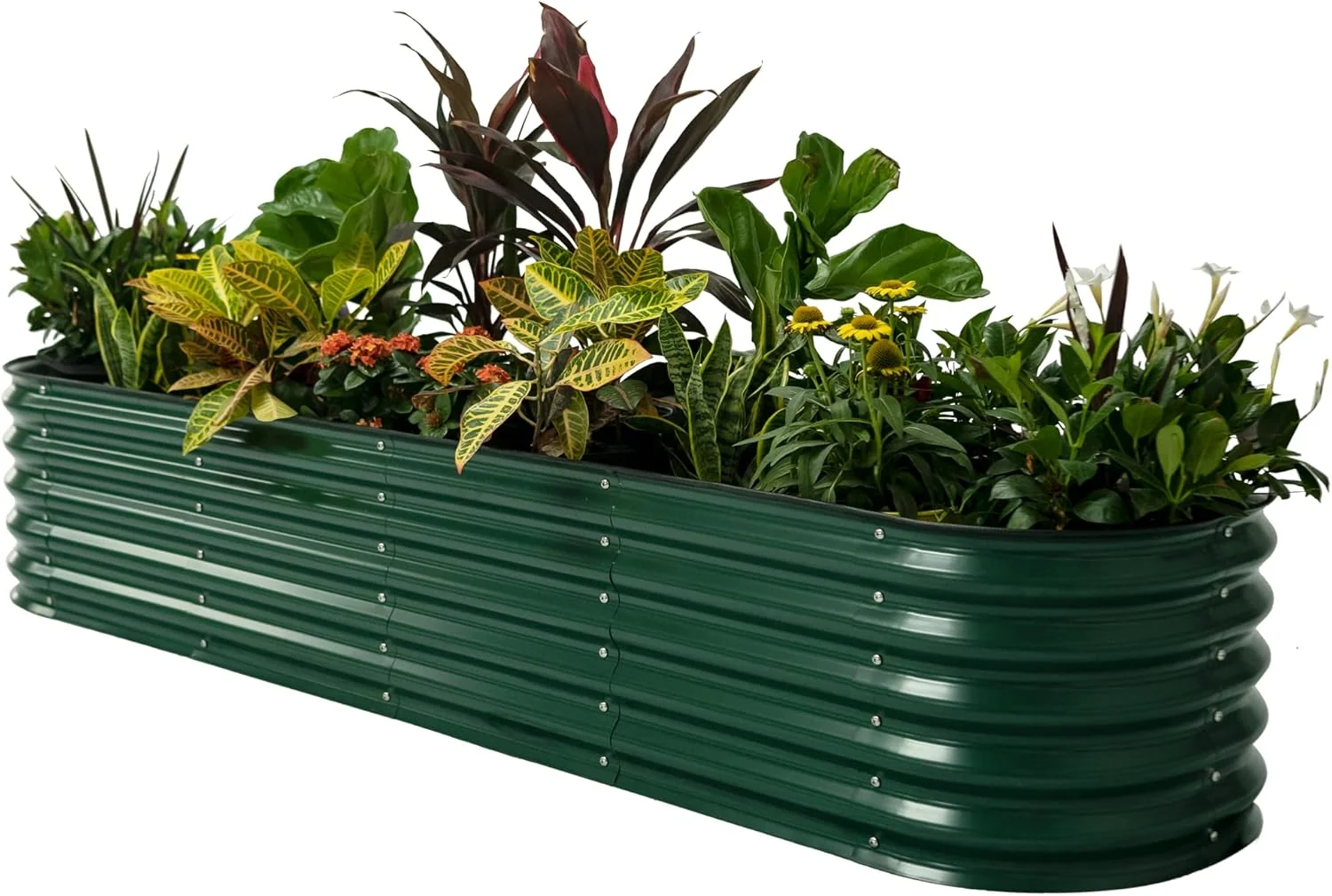 Solid Vego garden Raised Garden Bed Kits 17 Tall 9 in 1 8ft X 2ft Metal Raised Planter Bed for Vegetables Flowers Ground Planter Box-British Green Functional