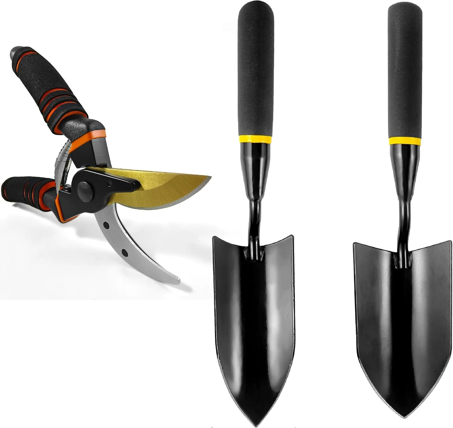 Pure Gardening Tools – 3-in-1 Premium Garden Tool Set Heavy Duty Pruning Shear Trowel and Transplanter Rust-Proof Hand Tool Set I Gardening Gifts for All Black Trusted