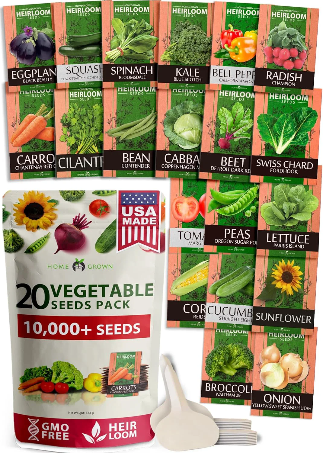 Innovative 20 Heirloom Vegetable Seeds - 10 000 Survival Seeds and Emergency Prepper Gear - Non GMO Vegetable Seeds for Planting Home Garden Variety Pack Secure