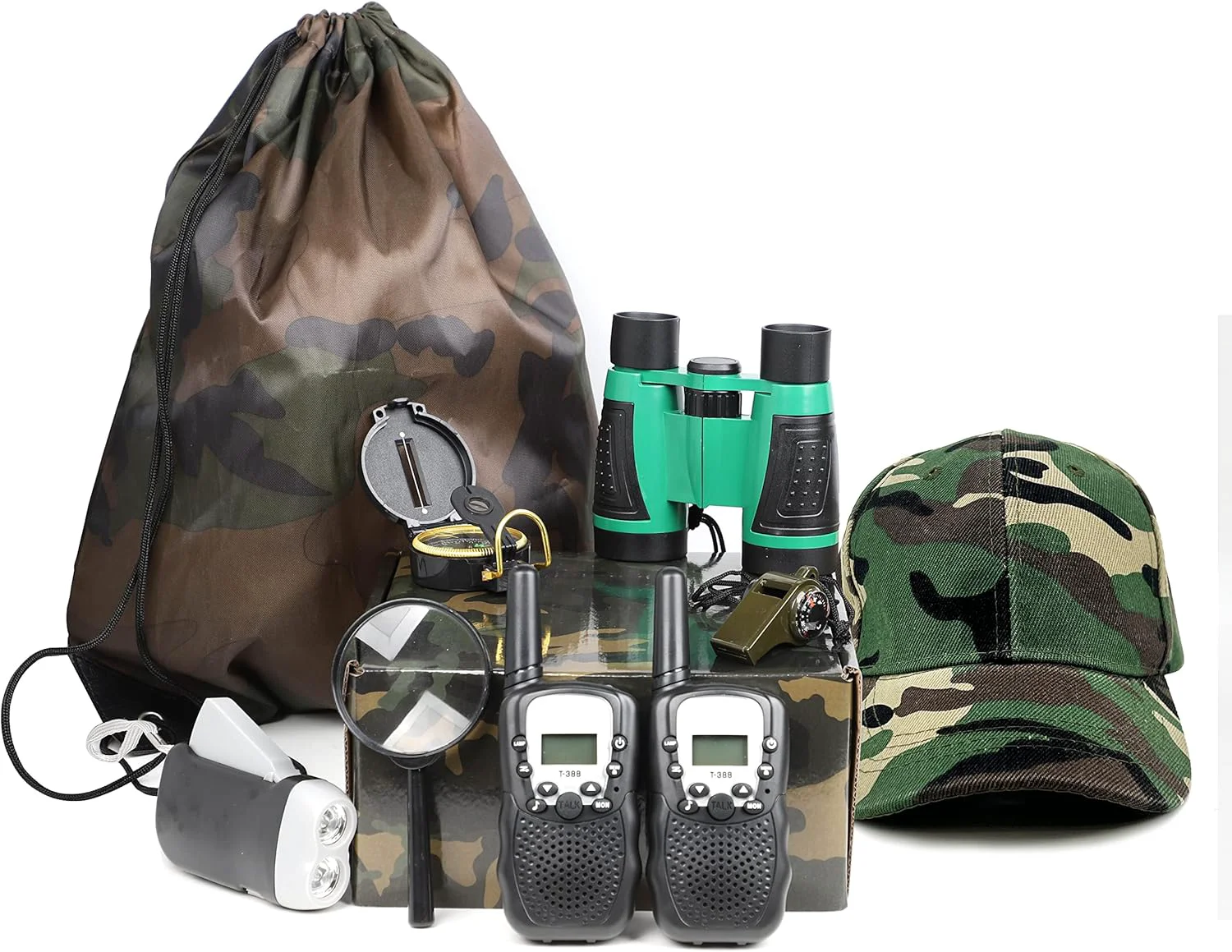 Healthy Outdoor Adventure Set for Kids - Camouflage Camping Exploration Toys with Walkie-Talkies - Backyard Explorer Gear for Boys and Girls Durable