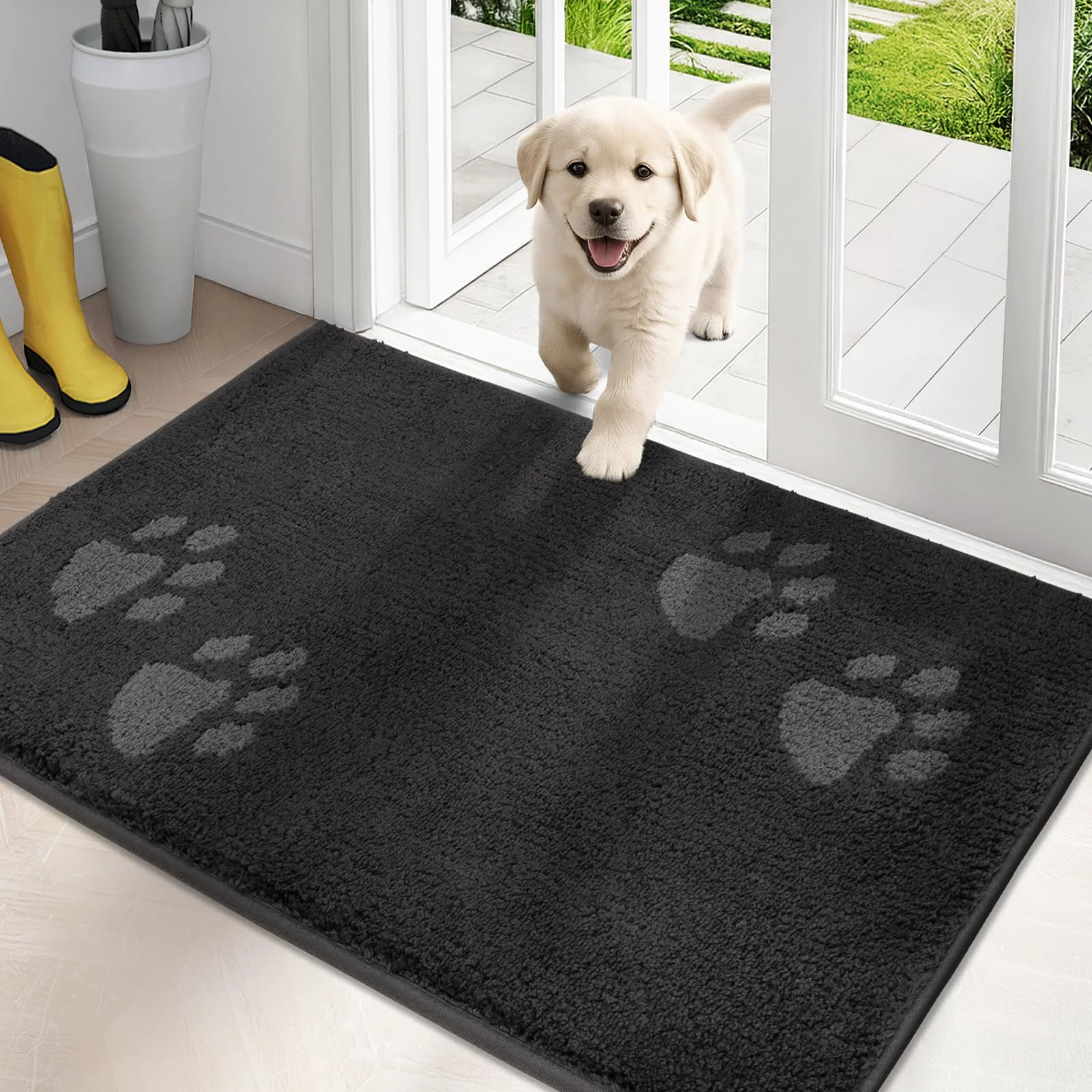 Superior PURRUGS Dirt Trapping Door Mat 24 x 35.5 in — Charcoal Non-Slip Machine Washable Enhanced