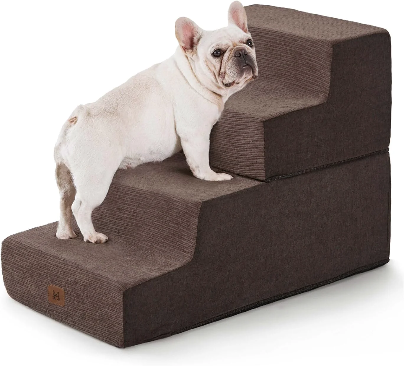 Detailed Dog Stairs for High Bed Dog Steps for Bed Couch Sofa 35D Foam Extra Wide Pet Steps for Small Dogs and Cats Pet Stairs with Non-Slip Bottom Brown 4 Steps Dependable