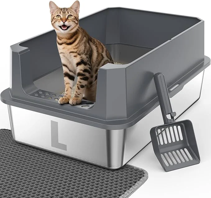 Stylish FURTIME Stainless Steel Litter Box Clean