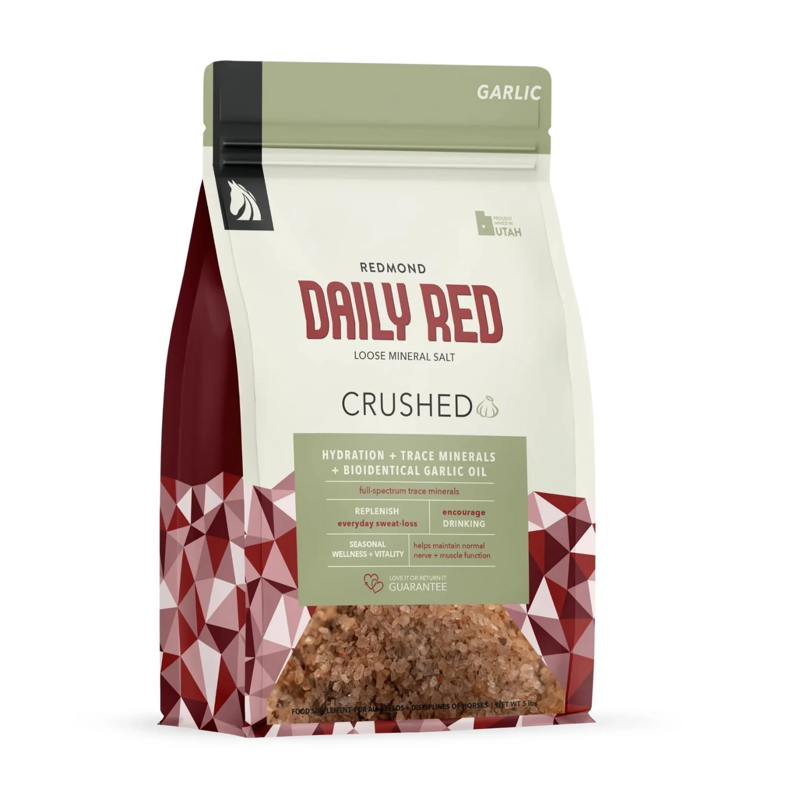 First-Class REDMOND Daily RED Crushed - Mineral Salt for Horses with Garlic 5 lb Powerful