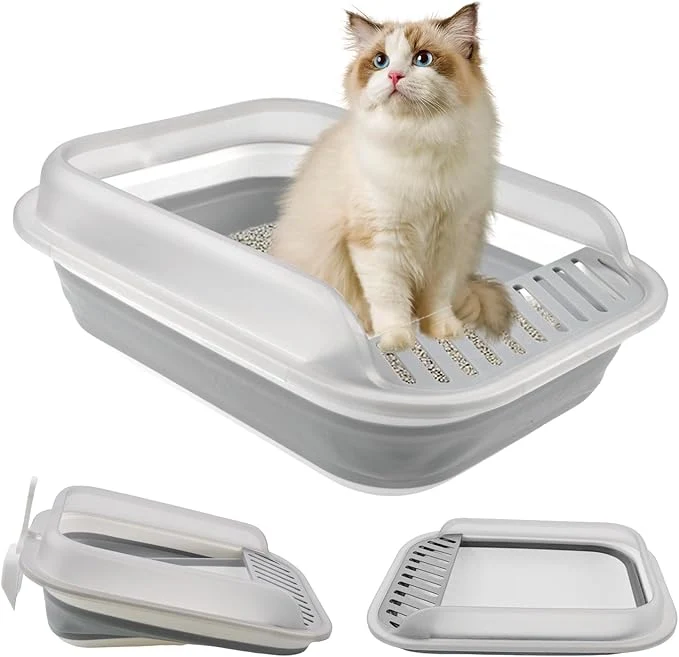 Innovative kathson Collapsible Litter Box for Kittens Low Entry Senior Cat Litter Box Soft