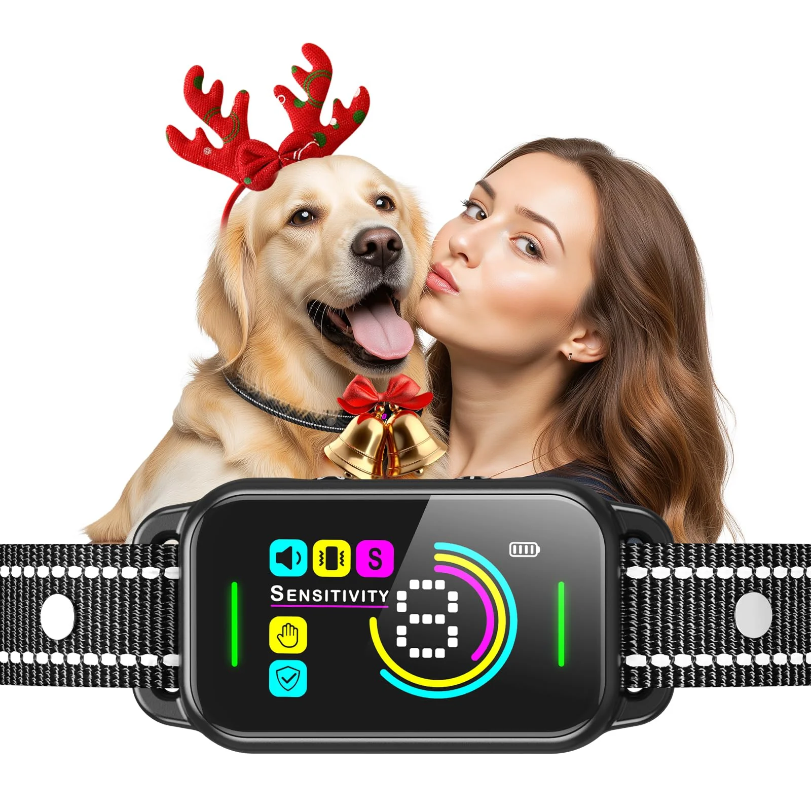 Crafted DINJOO Dog Bark Collar 1S Smart AI Stop Barking — 8-Level Sensitivity IP67 USB-C High-End