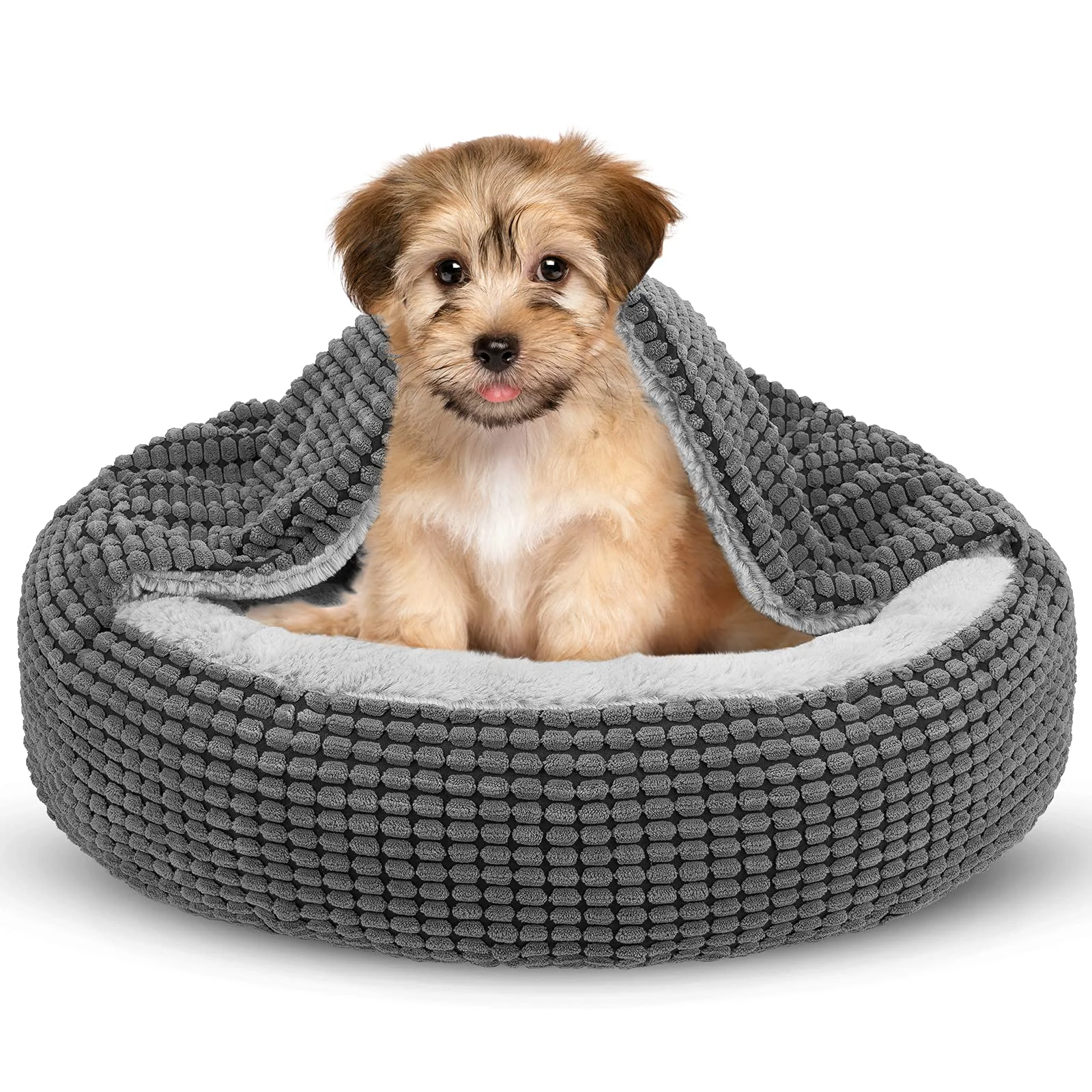 Effective SIWA MARY Small Dog Bed with Attached Blanket Hood – Cozy Donut Cuddler 23 Inch Advanced