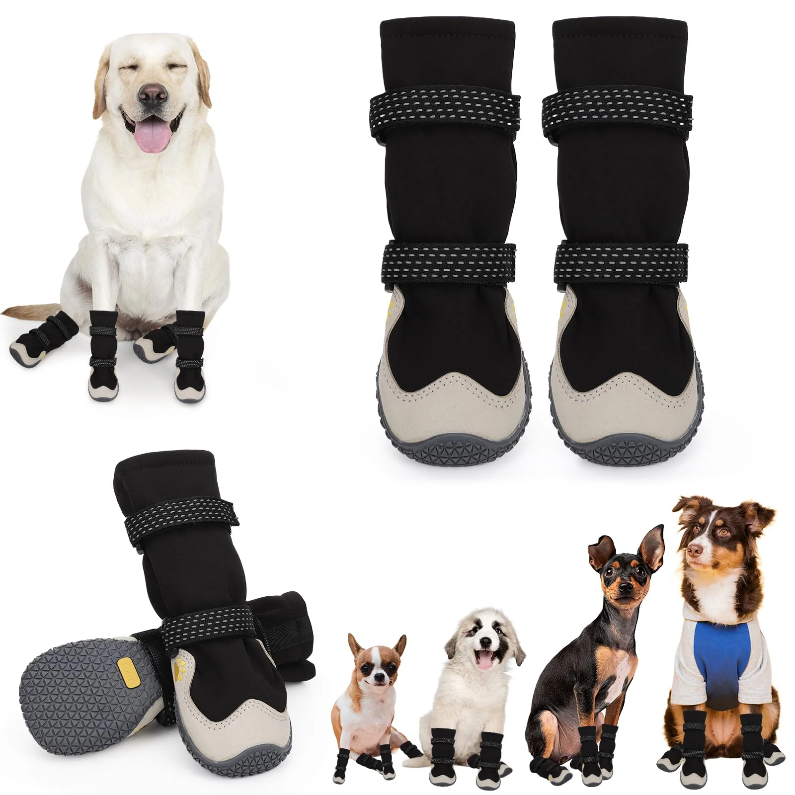 Environmentally Friendly TEWIWAP Dog Shoes Size 3 — Winter Boots Anti-Slip Reflective Traditional