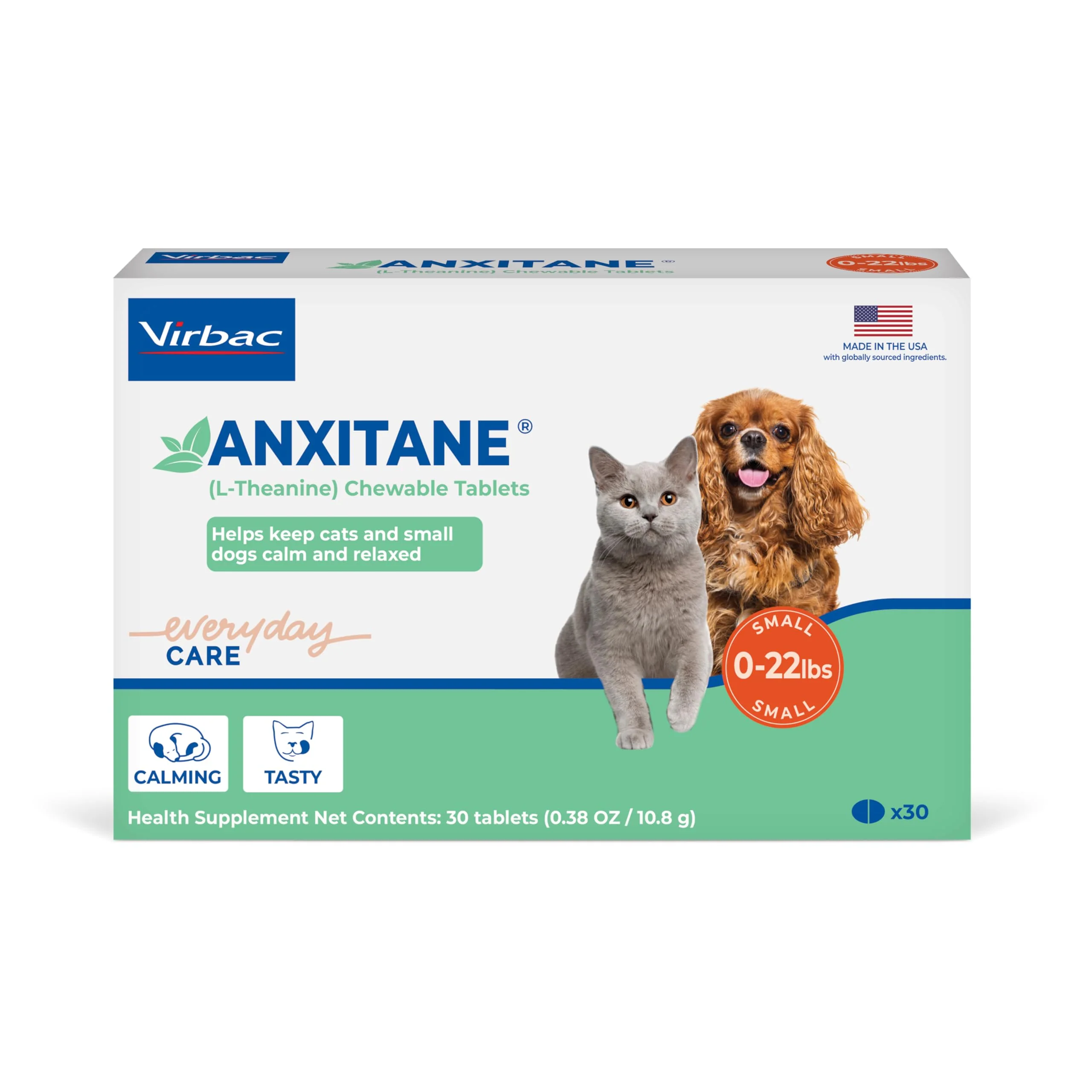 Casual Virbac Anxitane Tablets 50mg – Calming L-Theanine Chews for Small Dogs Cats Traditional